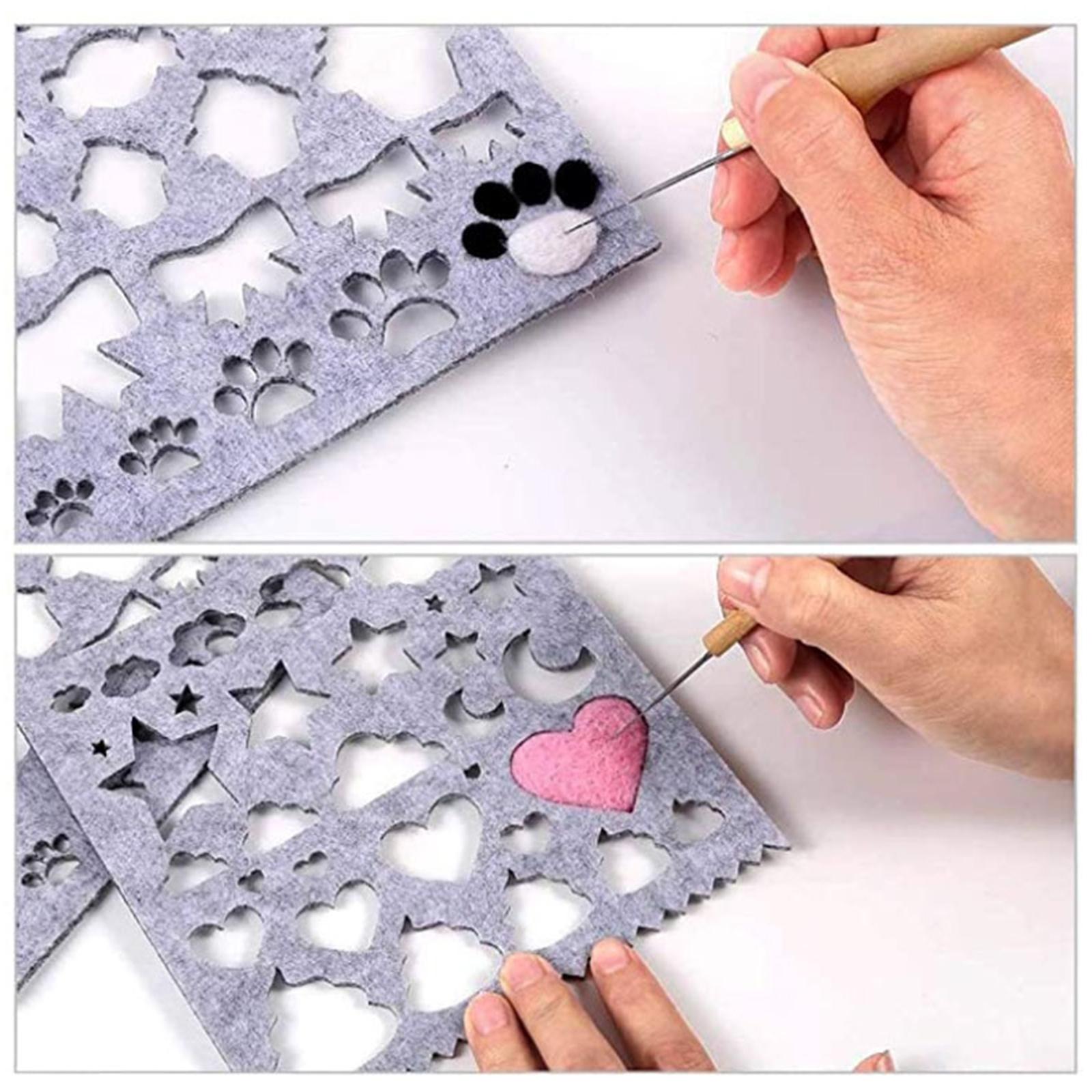 52x Wool Needle Felting Kit with Wooden Handle Awl for DIY Felting Projects