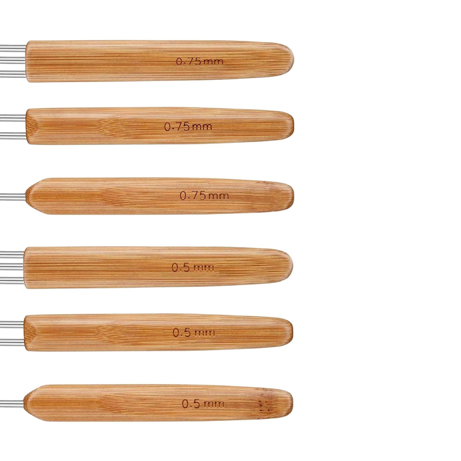 8Pcs Bamboo Handle Crochet Dreadlock Hook Needle Tool Braiding Hair Making