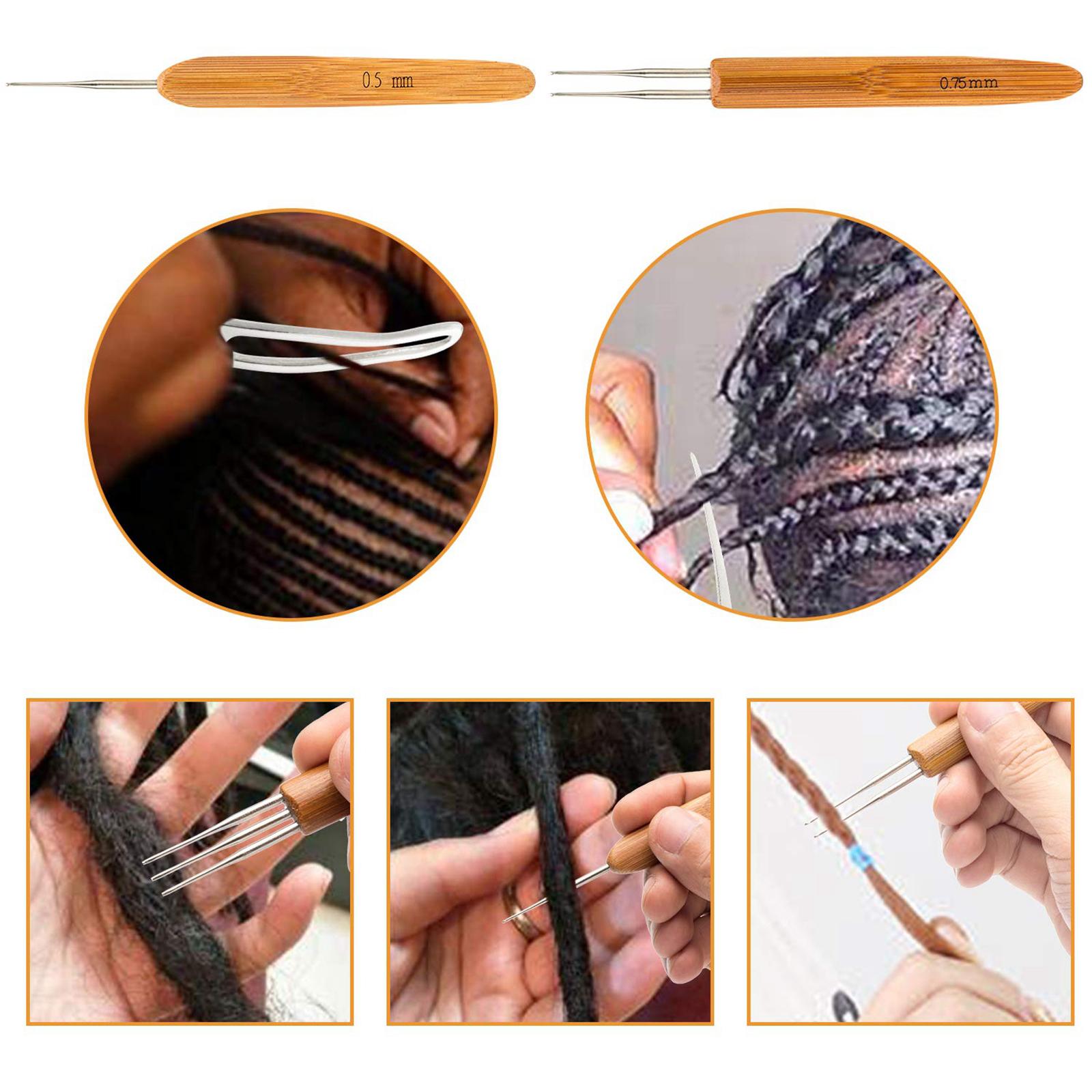 8Pcs Bamboo Handle Crochet Dreadlock Hook Needle Tool Braiding Hair Making