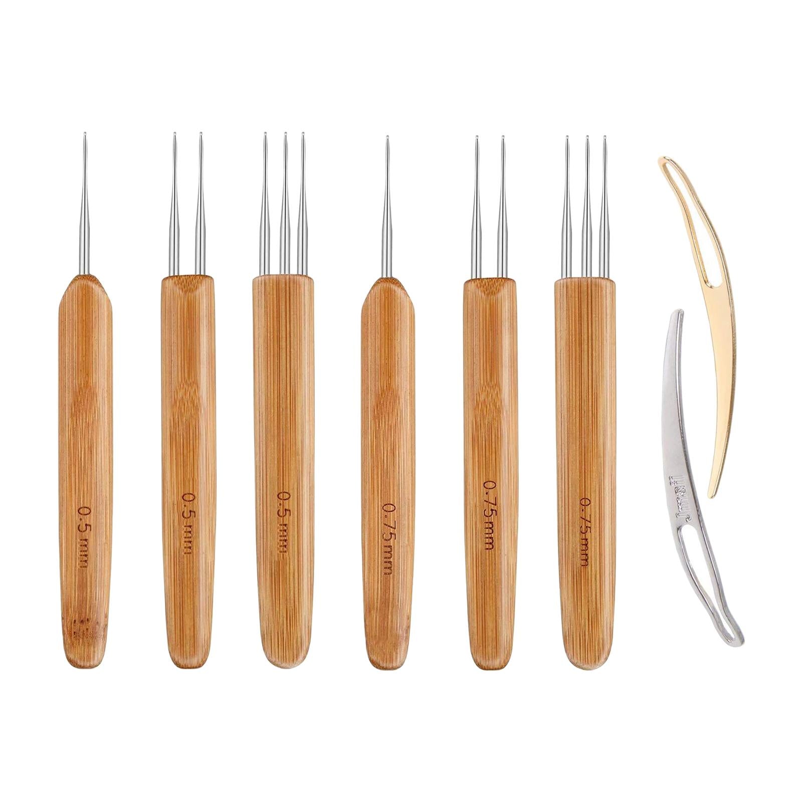 8Pcs Bamboo Handle Crochet Dreadlock Hook Needle Tool Braiding Hair Making
