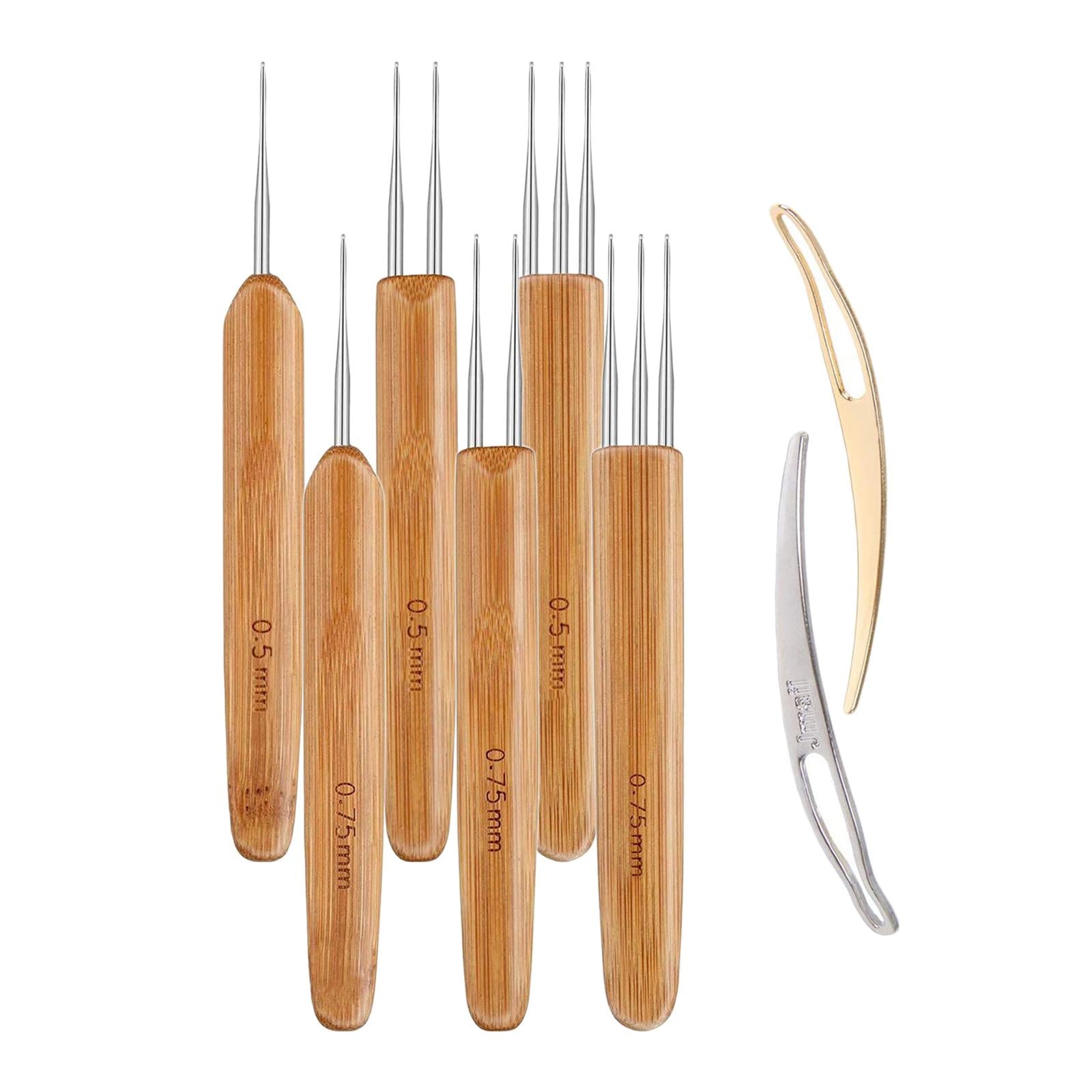 8Pcs Bamboo Handle Crochet Dreadlock Hook Needle Tool Braiding Hair Making