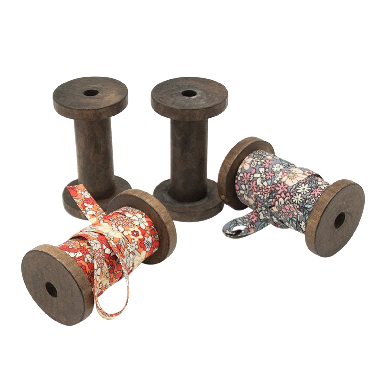 2Pack Natural Wooden Bobbins Thread Spools Sewing Trims Floss Storage Winder