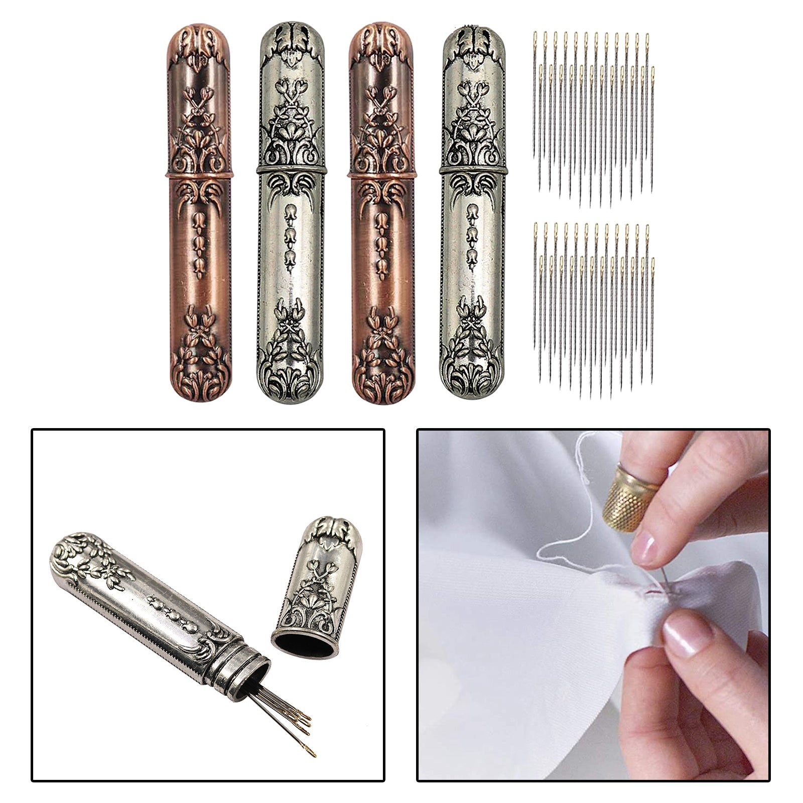 Self-threading Needles Sewing Needles Storage Case Silver
