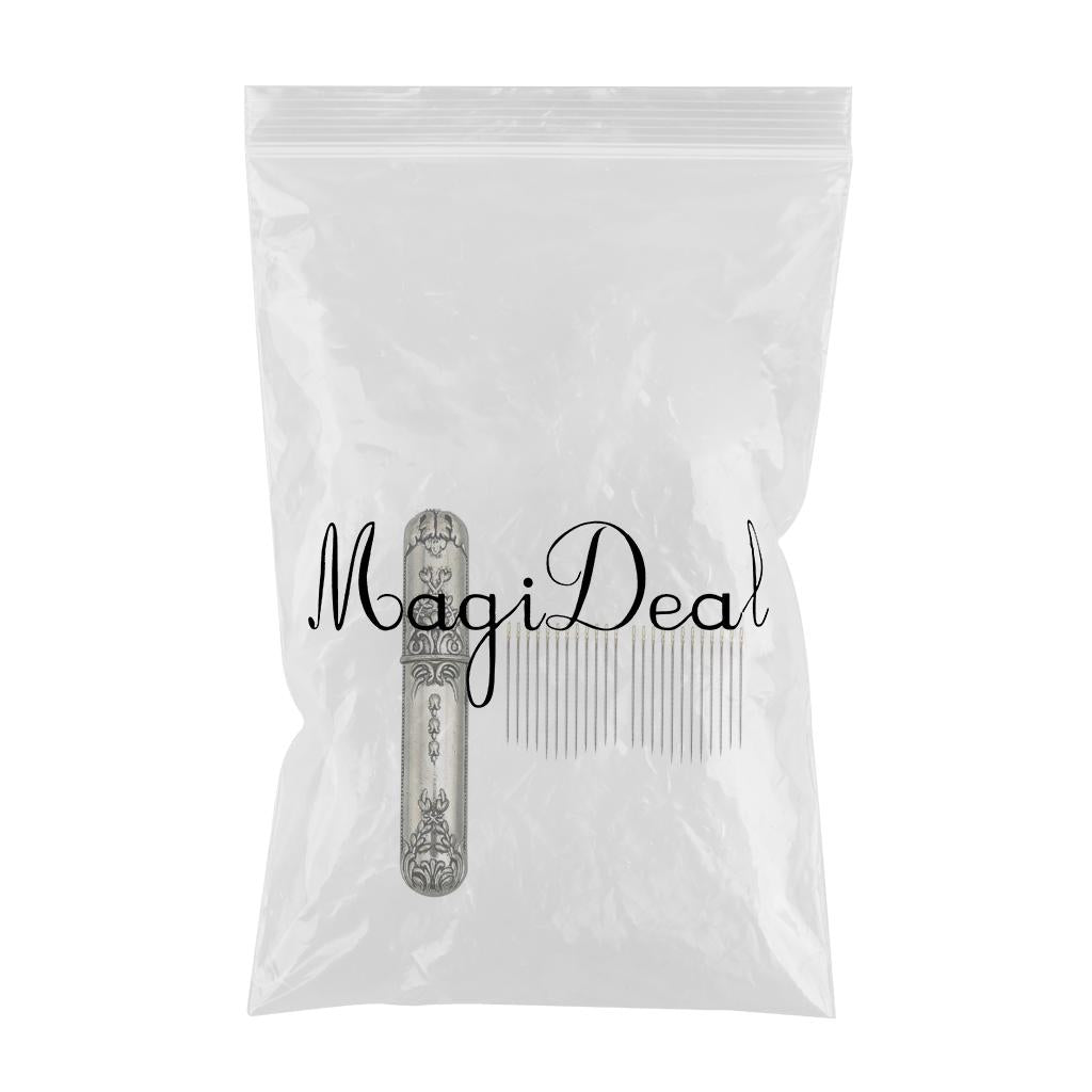 Self-threading Needles Sewing Needles Storage Case Silver 24Pcs Needles