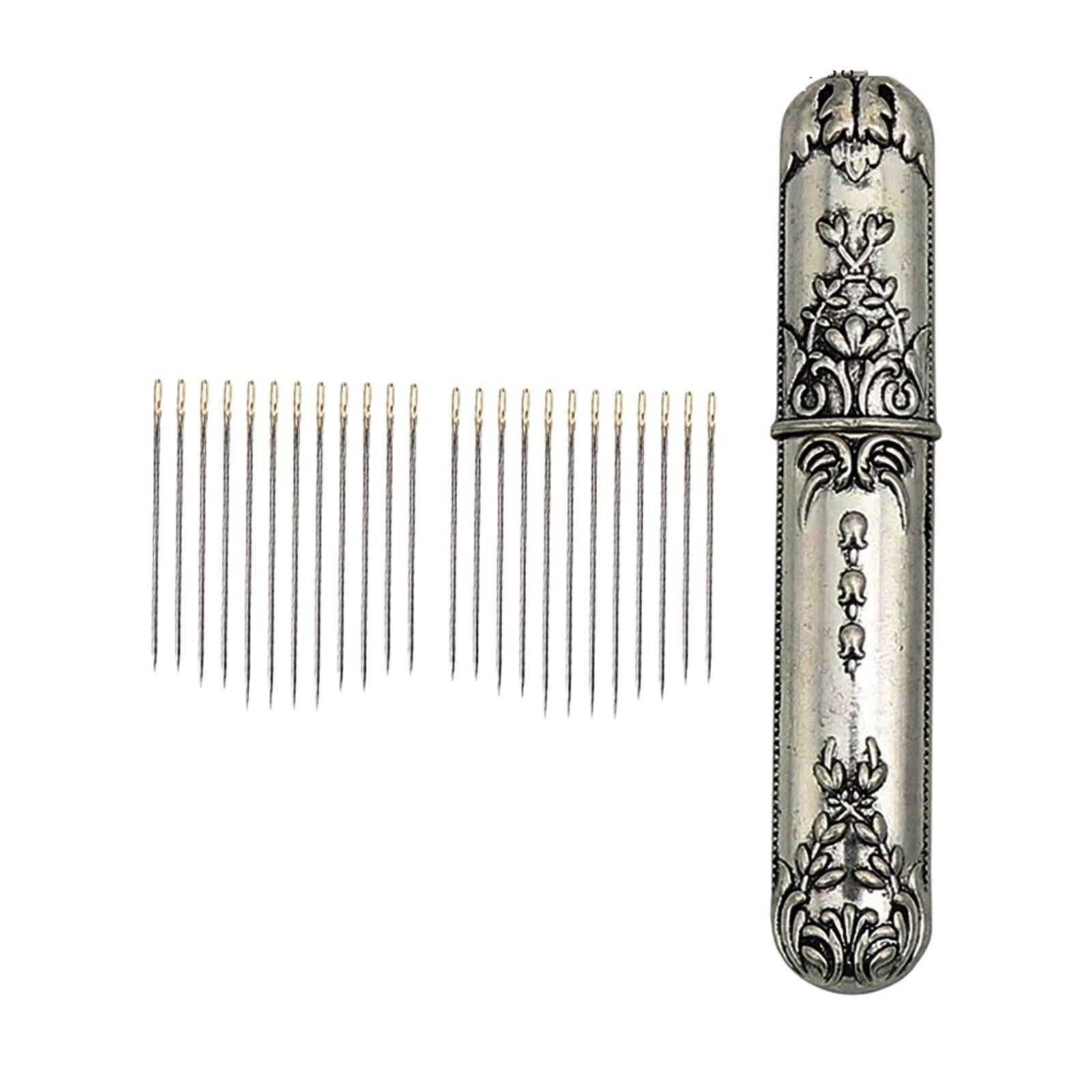 Self-threading Needles Sewing Needles Storage Case Silver 24Pcs Needles
