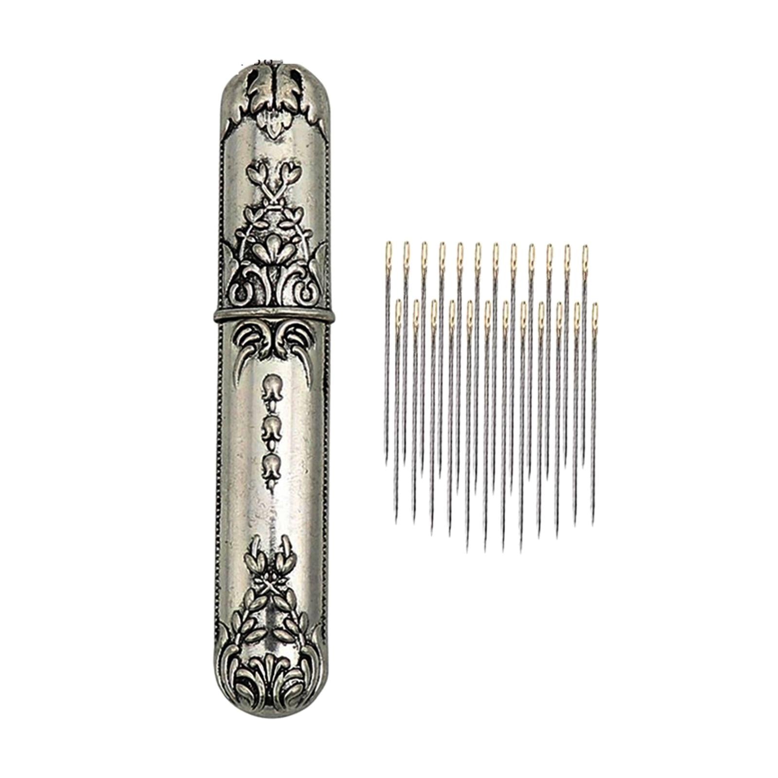 Self-threading Needles Sewing Needles Storage Case Silver 24Pcs Needles