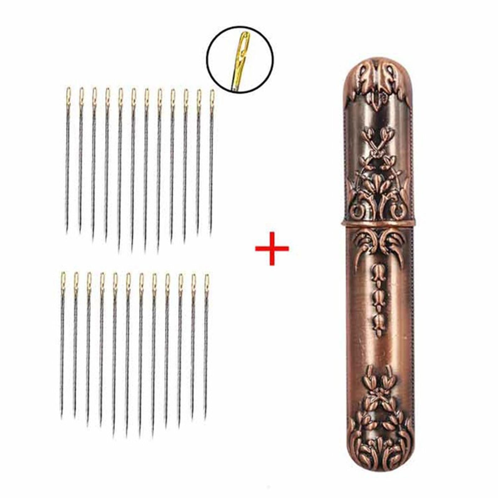 Self-threading Needles Sewing Needles Storage Case Bronze 24Pcs Needles