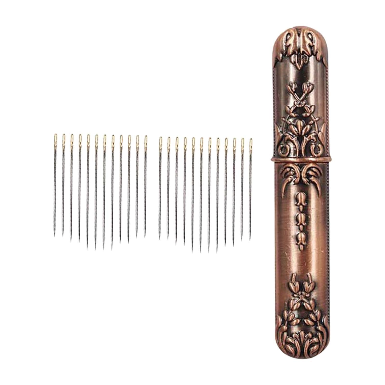 Self-threading Needles Sewing Needles Storage Case Bronze 24Pcs Needles