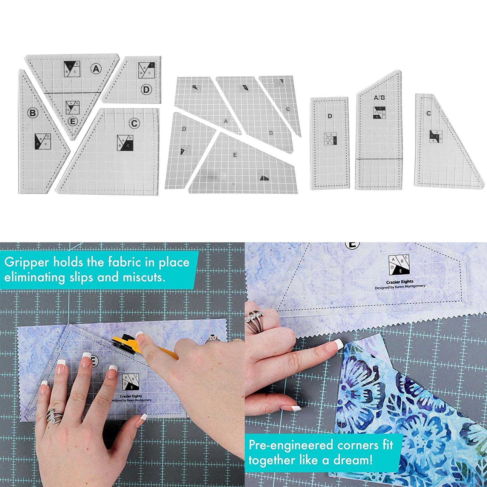 Transparent Multi-function Quilting Sewing Ruler Template Sewing Craft 5pcs