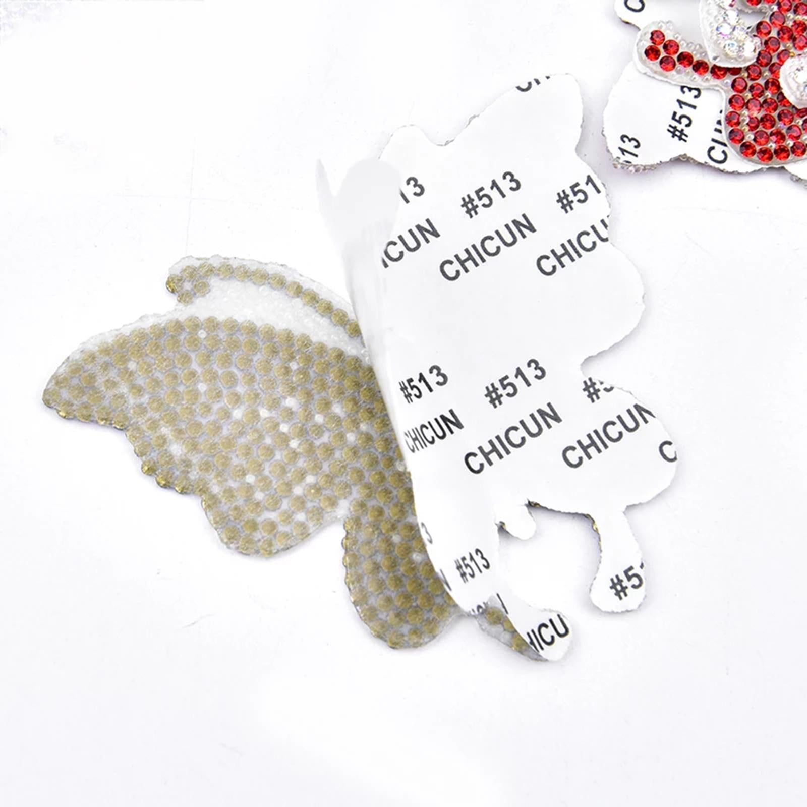 4PCS Rhinestone Butterfly Patches Iron On Sew on Patch Embroidered Appliques Light Blue