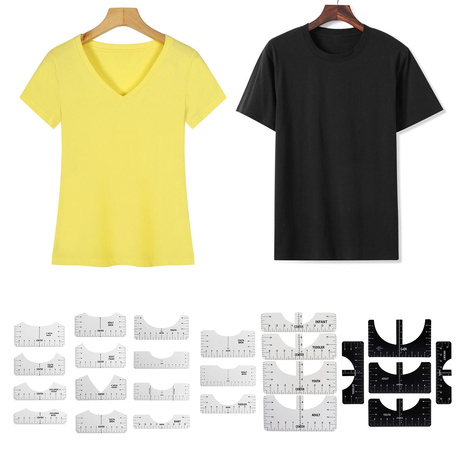 T-Shirt Ruler Tool Alignment Craft Tool Guide For Center Designs 8PCS White