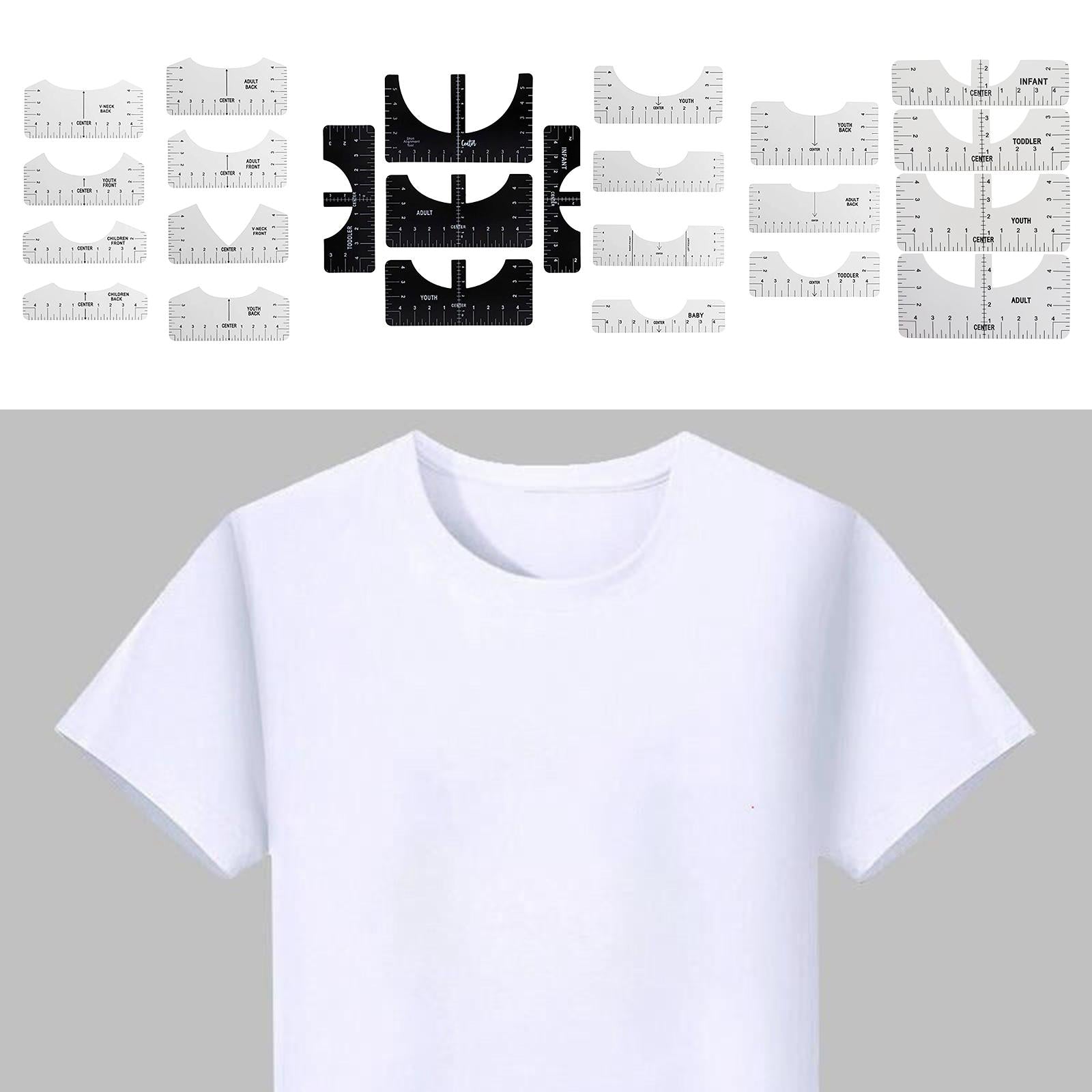 T-Shirt Ruler Tool Alignment Craft Tool Guide For Center Designs 8PCS White