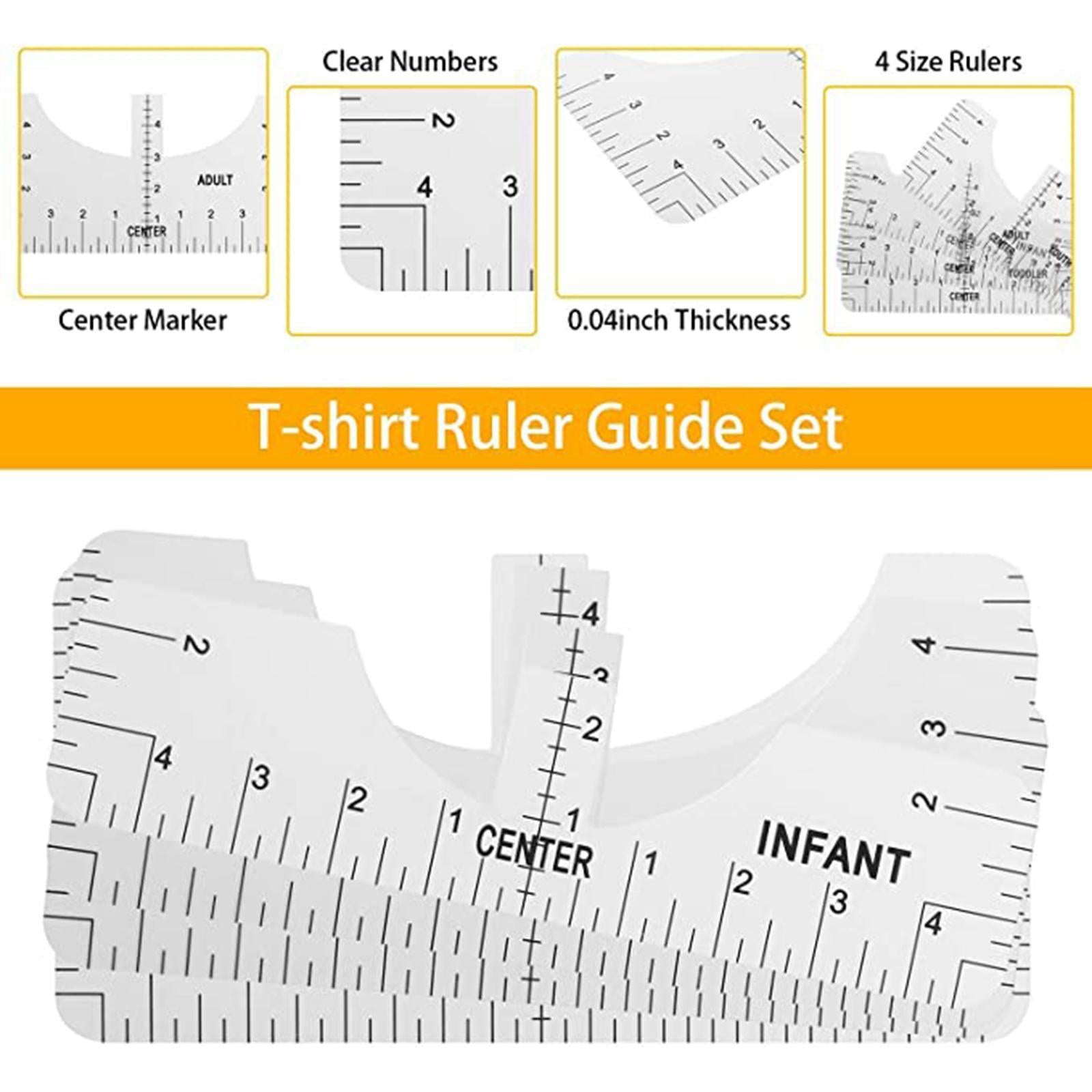 T-Shirt Ruler Tool Alignment Craft Tool Guide For Center Designs 4PCS White