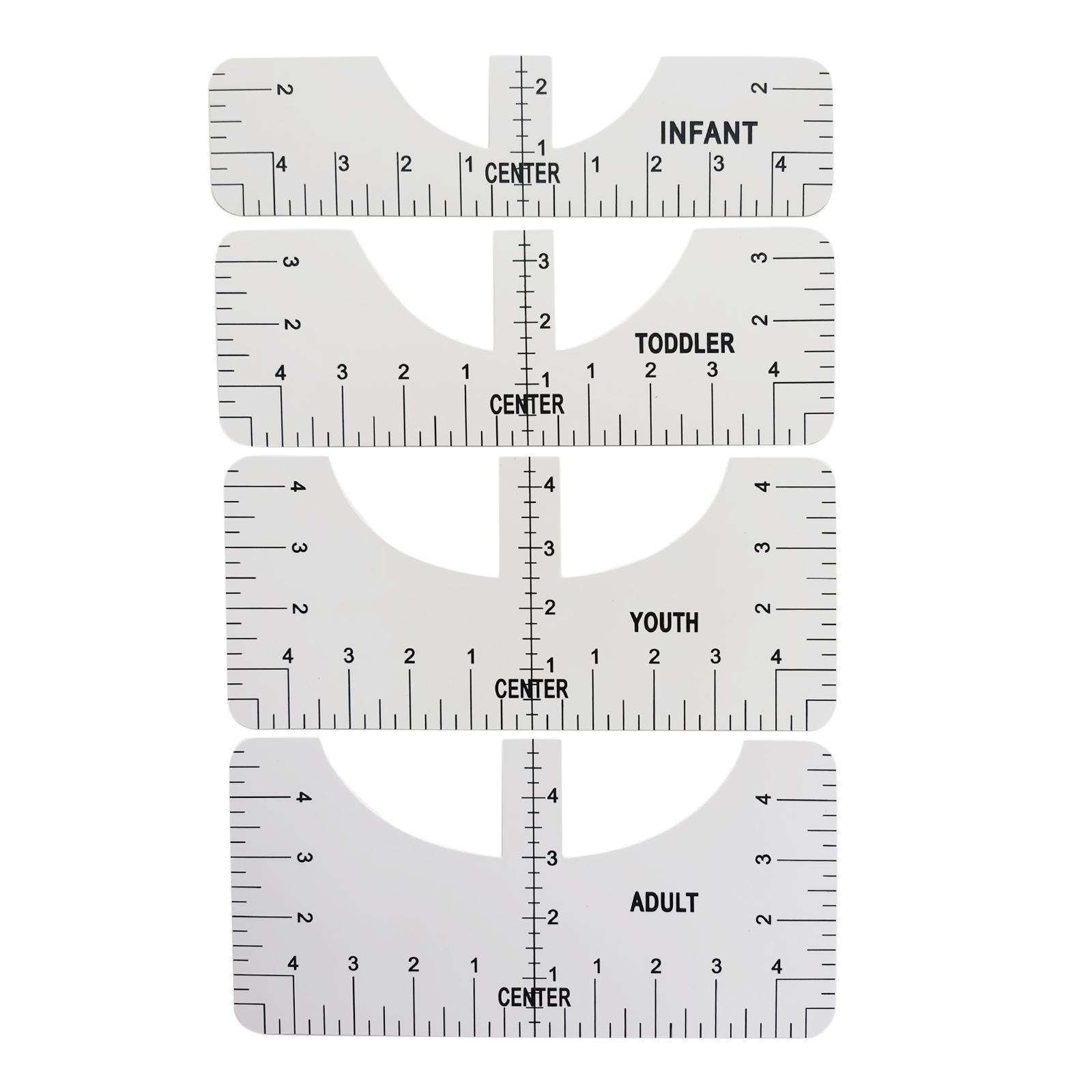 T-Shirt Ruler Tool Alignment Craft Tool Guide For Center Designs 4PCS White