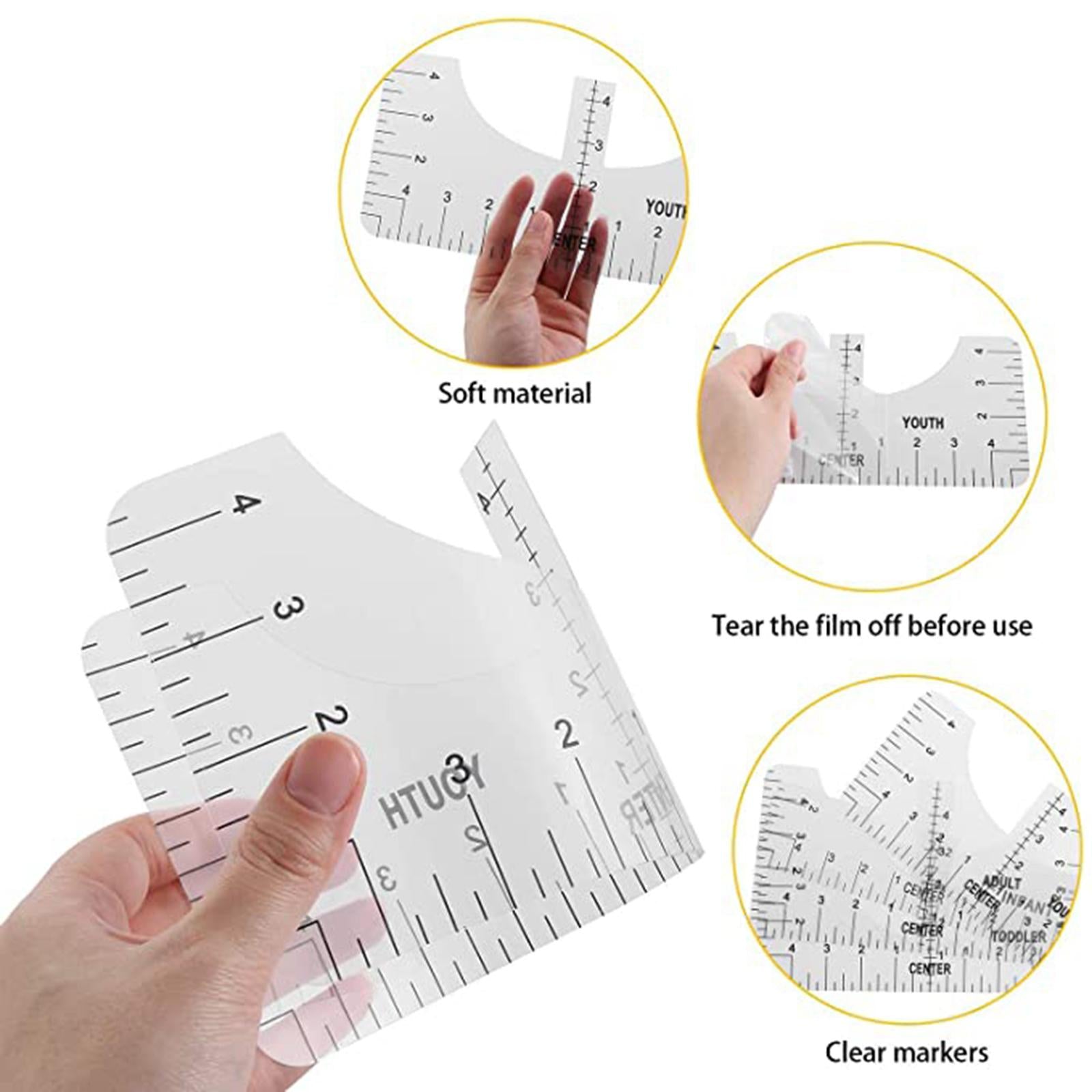 T-Shirt Ruler Tool Alignment Craft Tool Guide For Center Designs 7PCS White