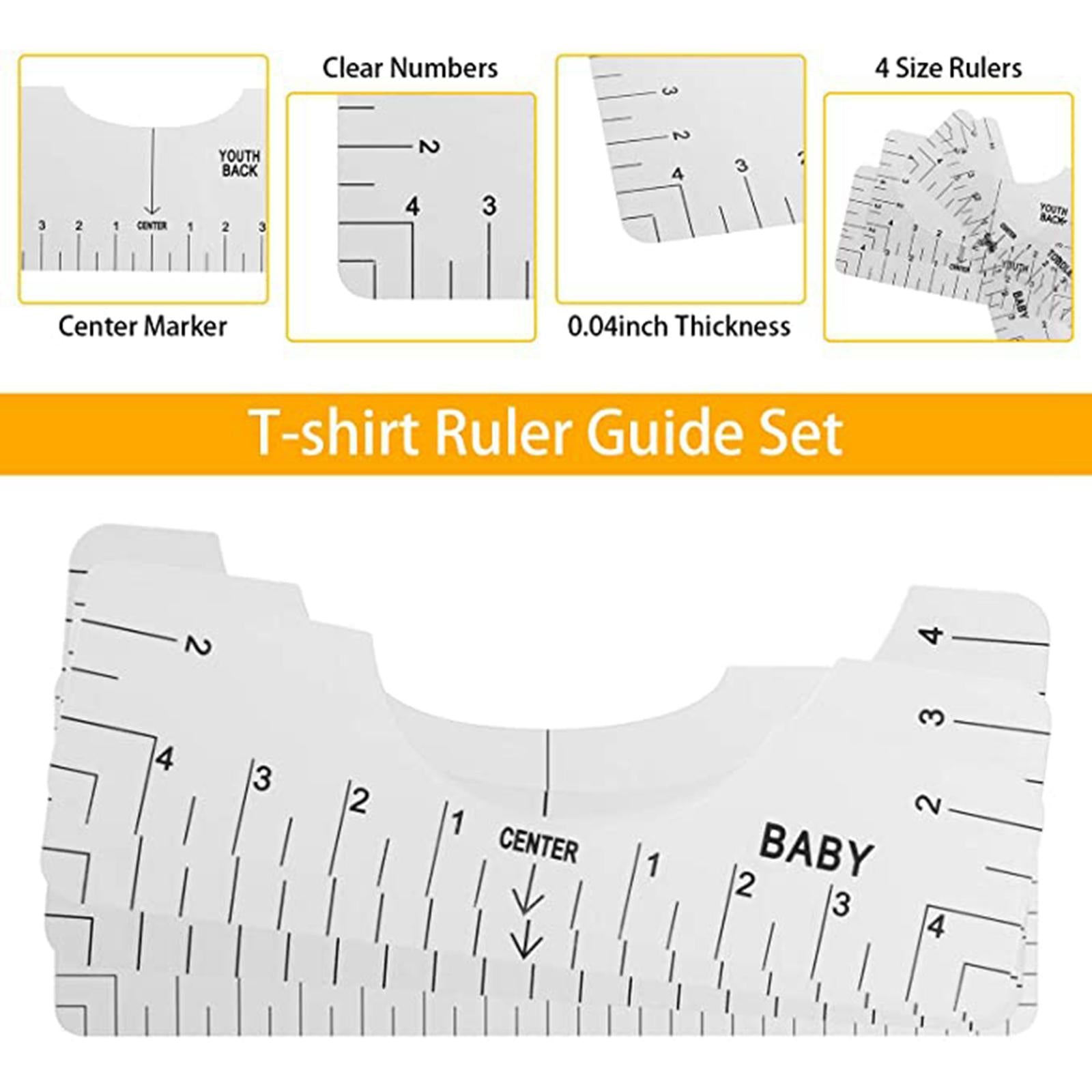 T-Shirt Ruler Tool Alignment Craft Tool Guide For Center Designs 7PCS White