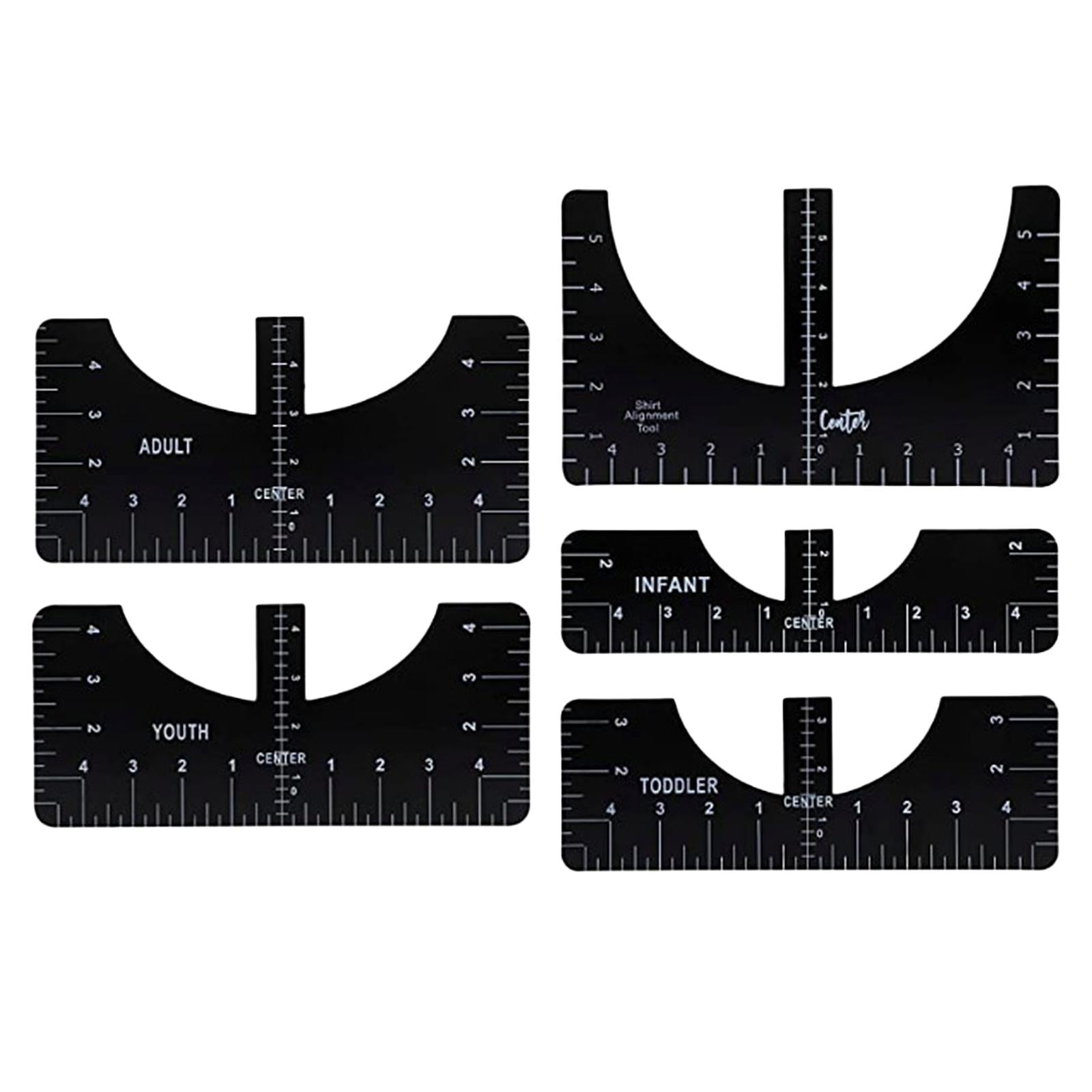 T-Shirt Ruler Tool Alignment Craft Tool Guide For Center Designs 5PCS Black