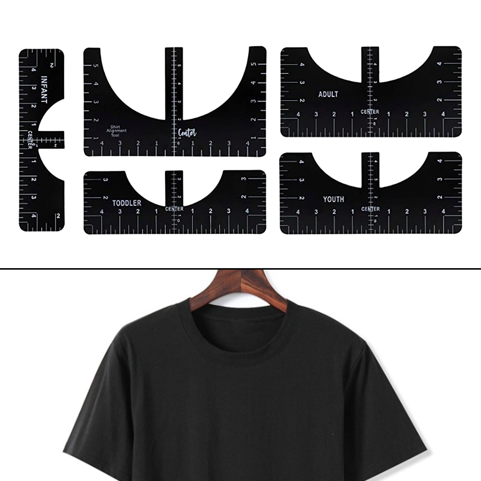 T-Shirt Ruler Tool Alignment Craft Tool Guide For Center Designs 5PCS Black