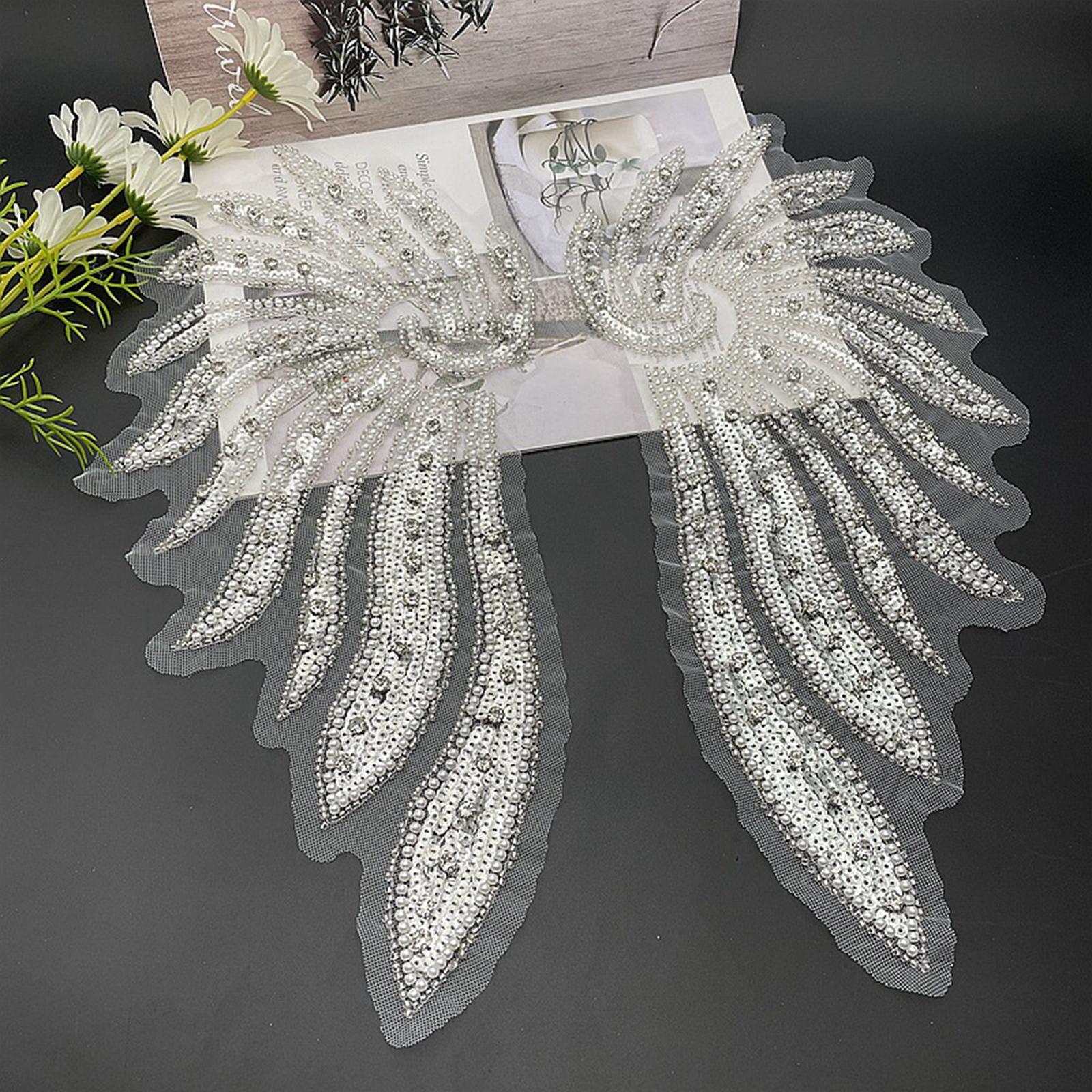 Crystal Sewing Beaded Collar Sequin Applique Design Patch Patches Trim