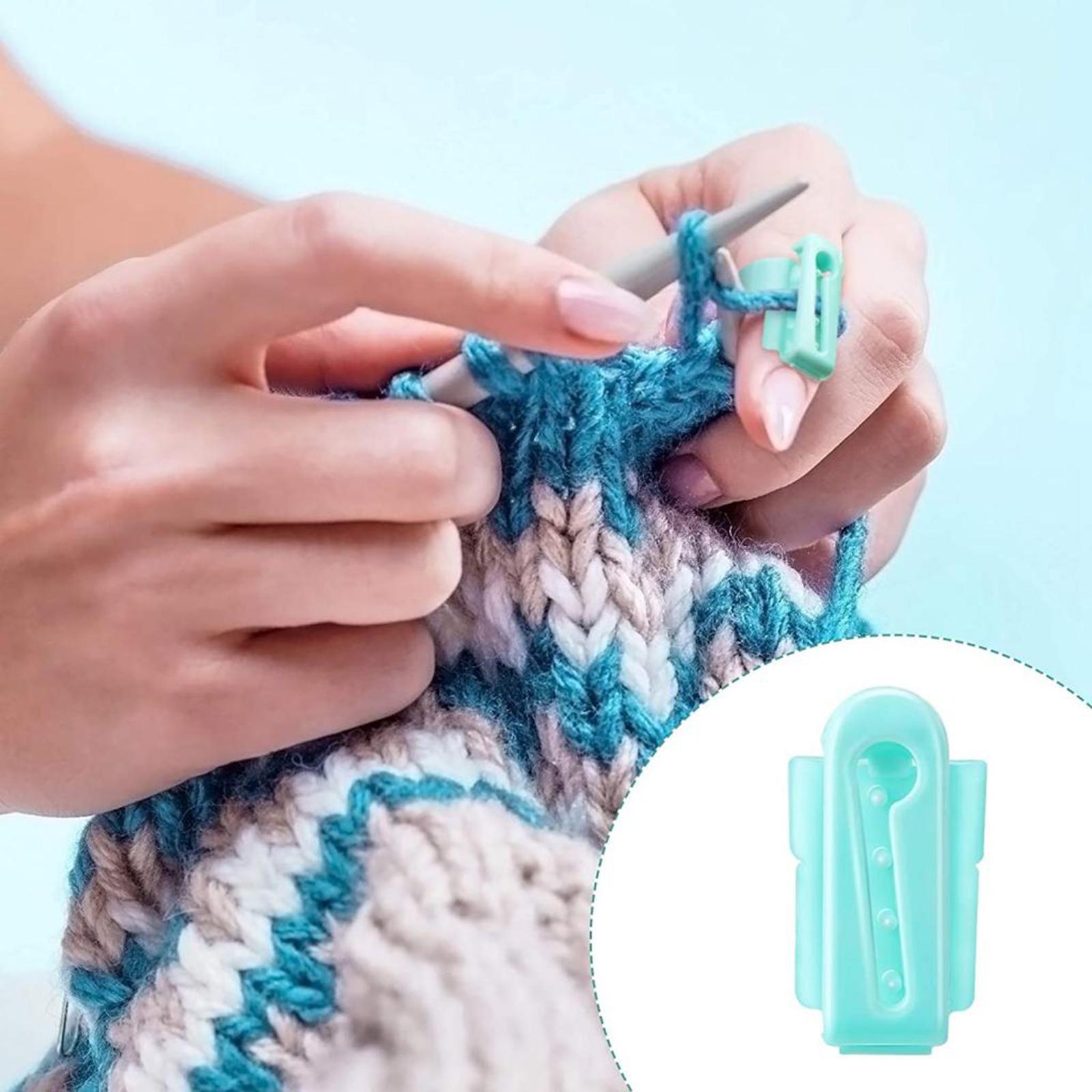 5x Finger Thimble Yarn Guide Needle Ring Type Knitting Tool Green Blue