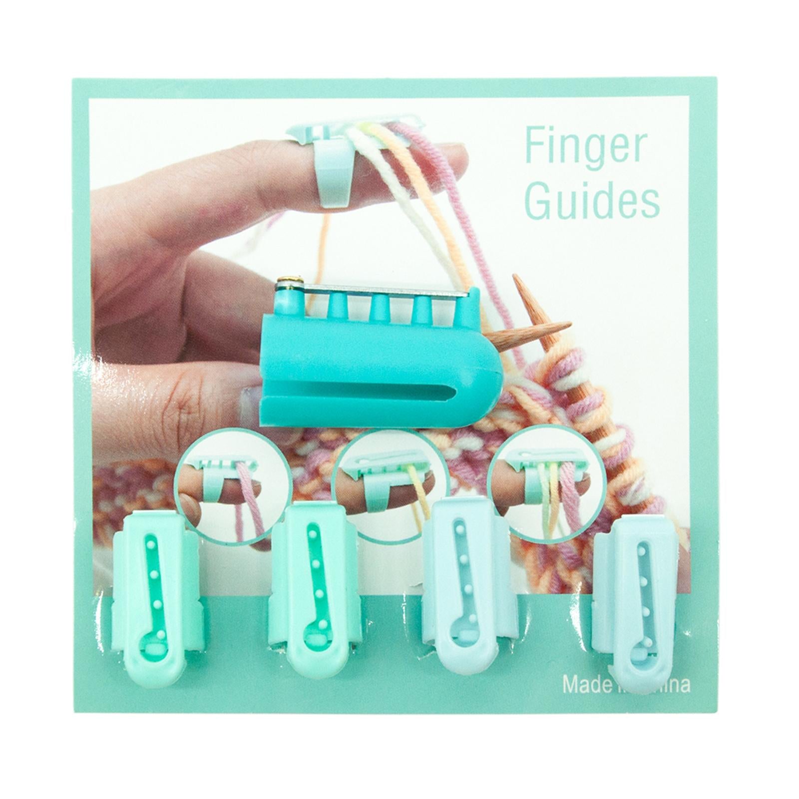 5x Finger Thimble Yarn Guide Needle Ring Type Knitting Tool Green Blue
