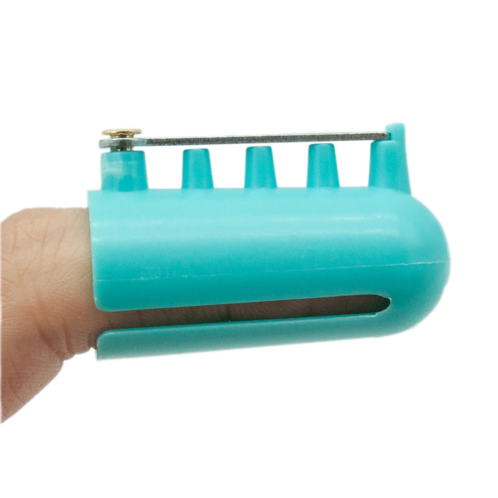 5x Finger Thimble Yarn Guide Needle Ring Type Knitting Tool Green Blue