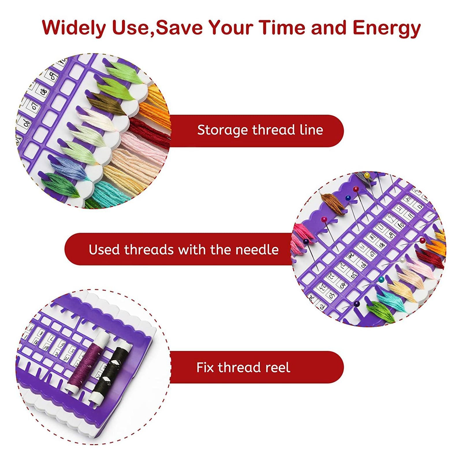Embroidery Floss Organizer Cross Stitch Thread Organiser Sorting Card Purple