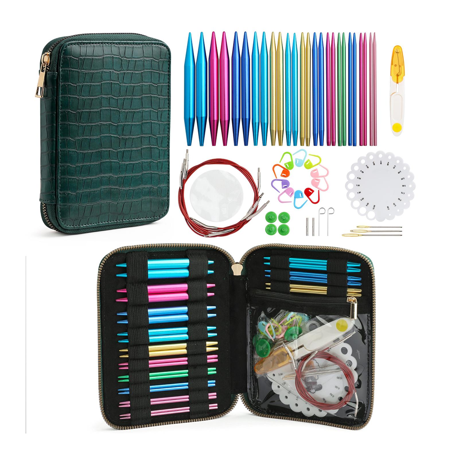 All In one Crochet Hooks Circular Needles 2.75mm-10mm Weaving Tools Green