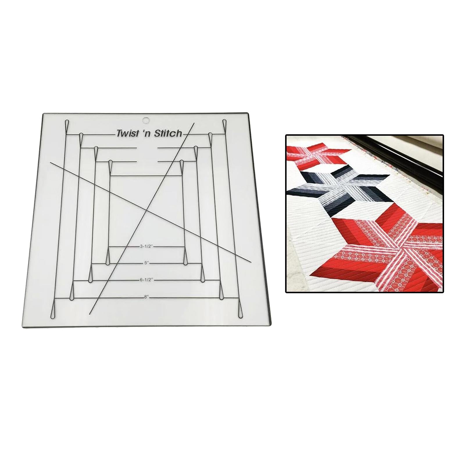 Durable Acrylic Quilting Template Crafting Quilt Twist n Stitch Square Ruler