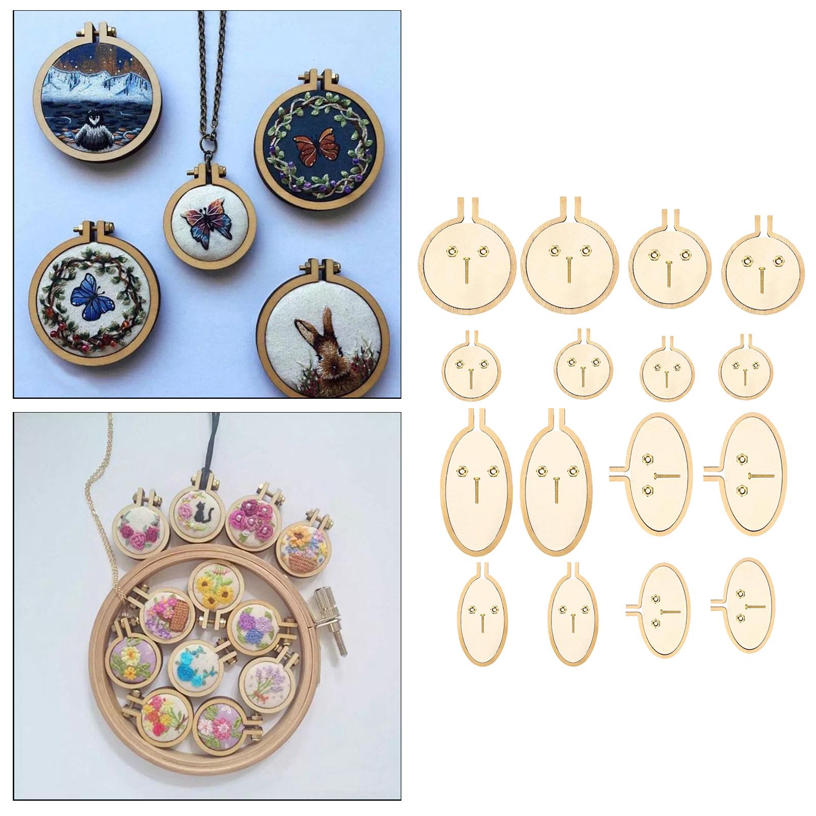 Exquisite Mini Embroidery Hoop Pendant Crossing Stitch Frame Necklace Favors 8pcs A