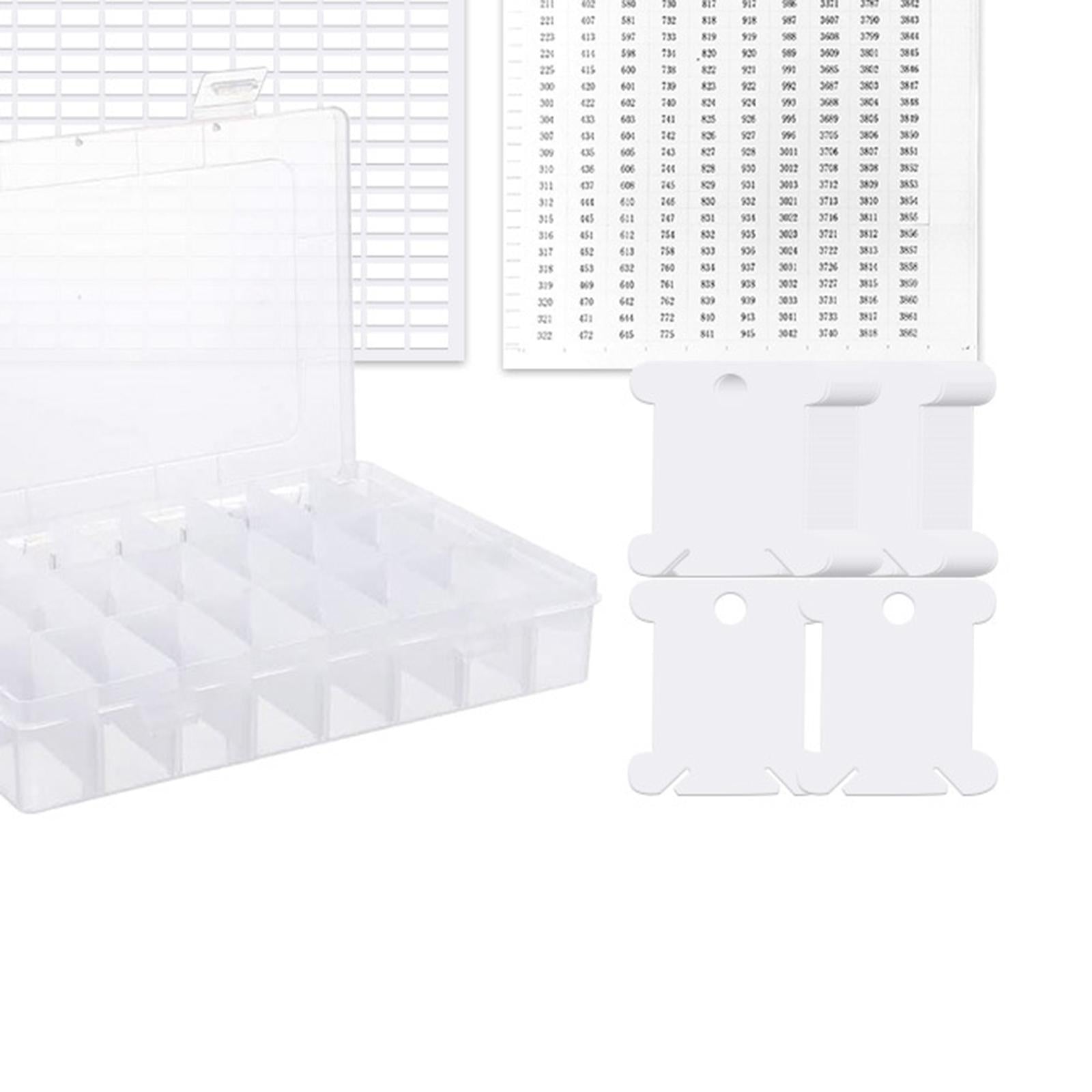 150pcs Plastic Floss Bobbins with 24Grids Embroidery Floss Organizer Box