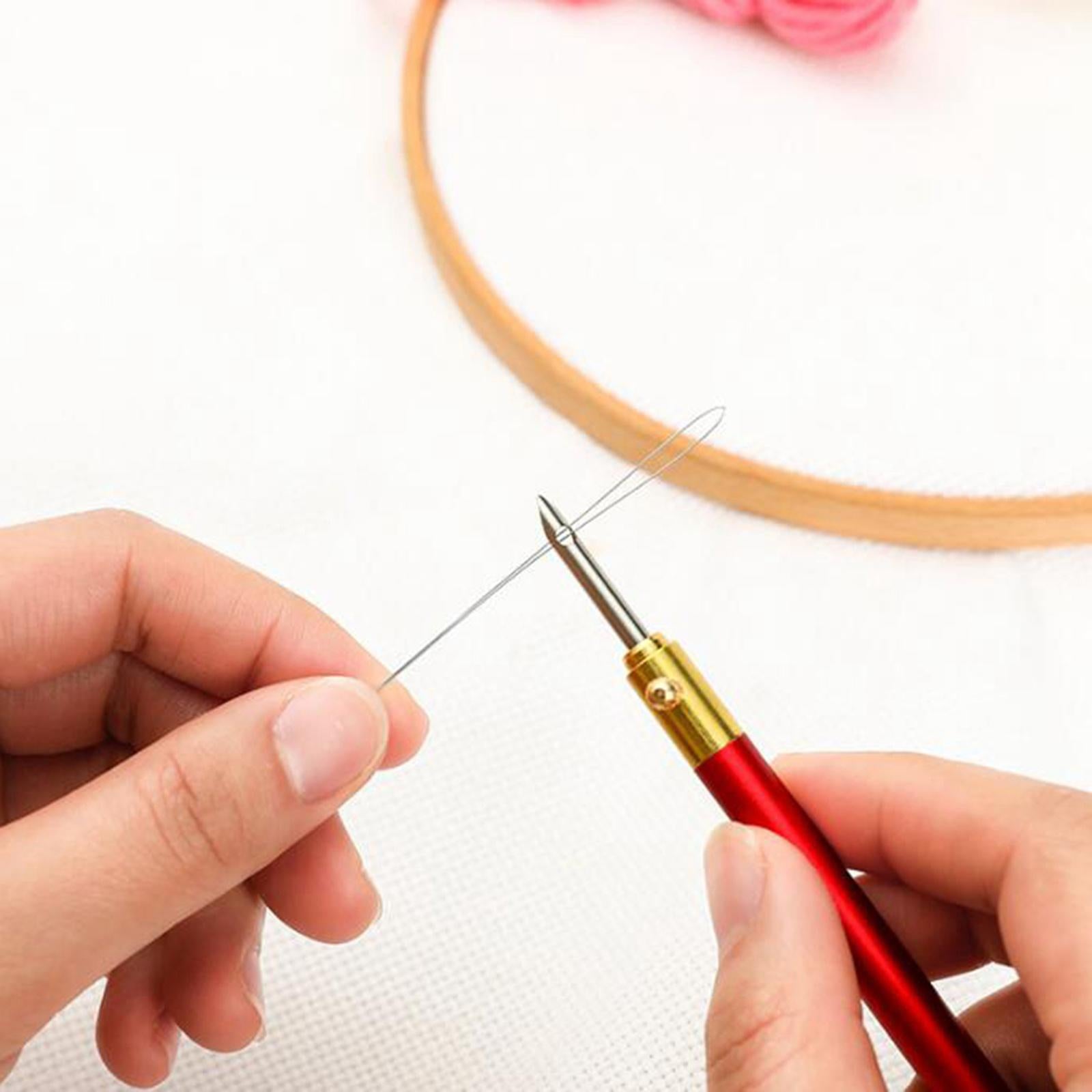 Embroidery Punch Needle Pen Sewing Kit Knitting Tool 2Pcs Needle 1Pc Tube