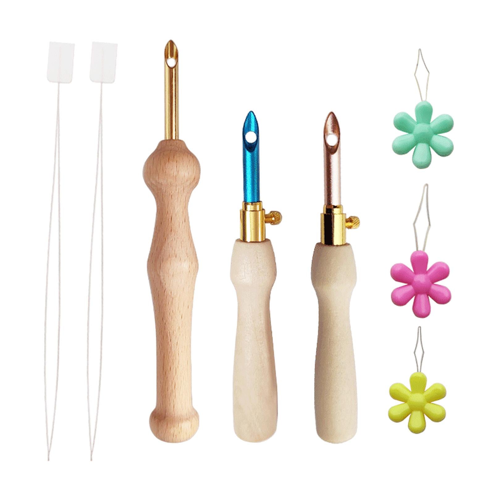 Embroidery Punch Needle Pen Sewing Kit Knitting Tool 3x Needle 5 Threader