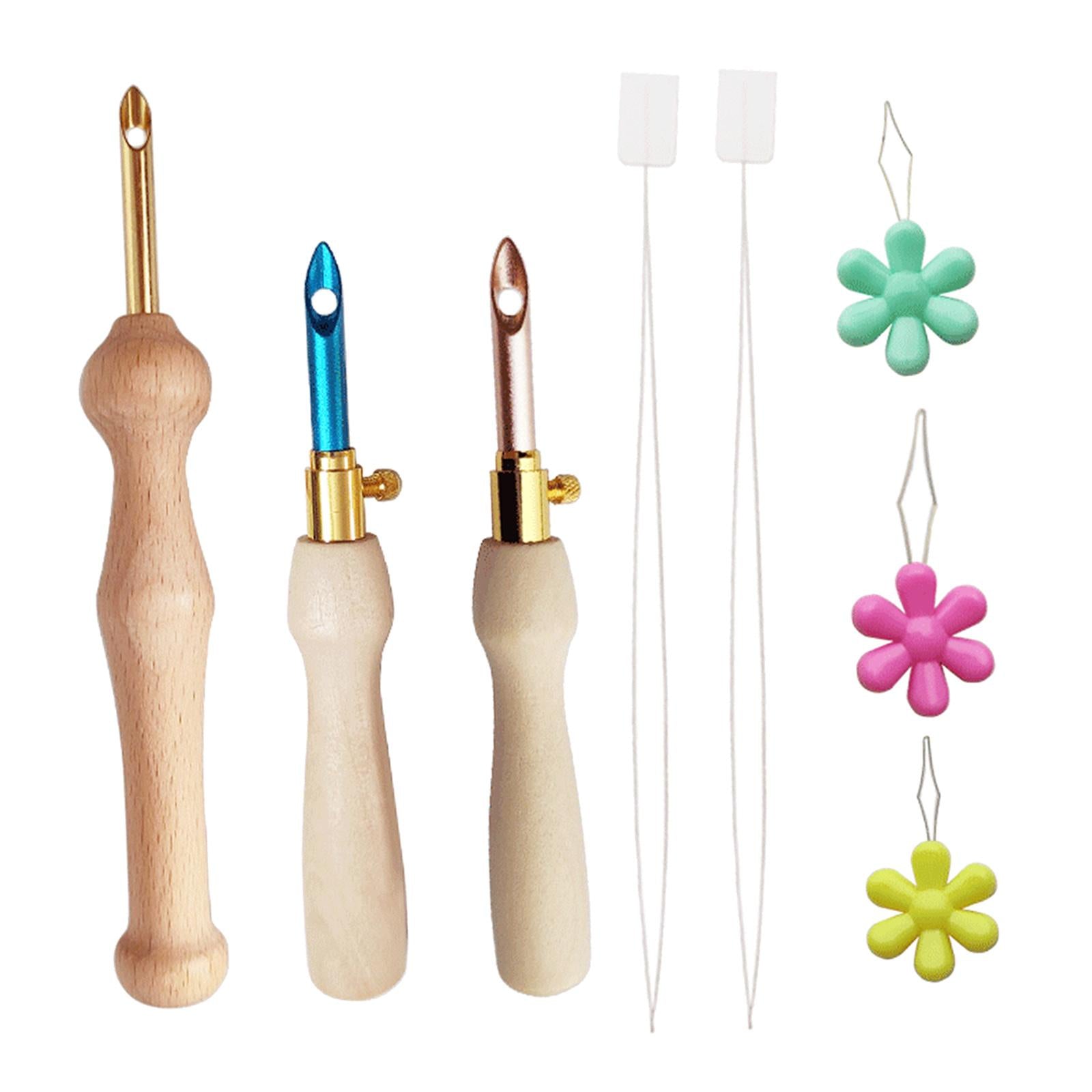 Embroidery Punch Needle Pen Sewing Kit Knitting Tool 3x Needle 5 Threader