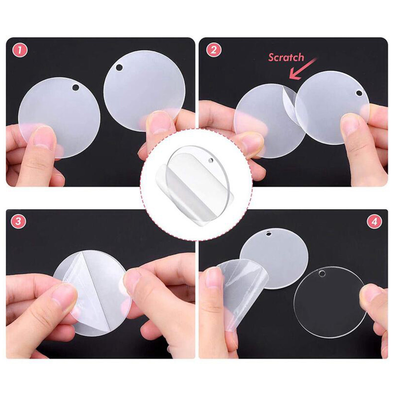 200PCS Acrylic Keychain Blanks With Tassel Bag Pendants Keyring Set Crafts