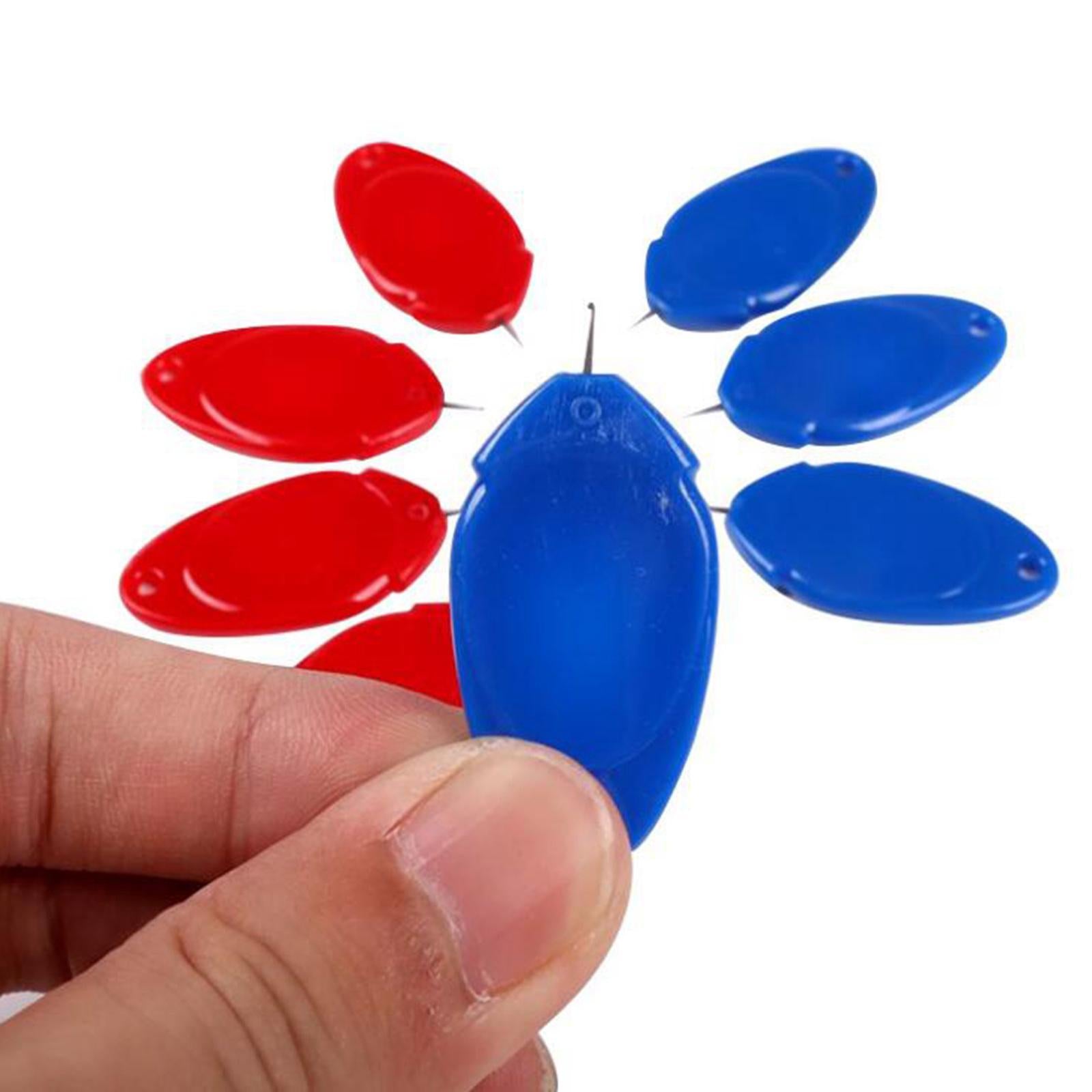 Plastic Wire Loop Needle Threader for Hand / Sewing Machine Red Blue 60Pcs