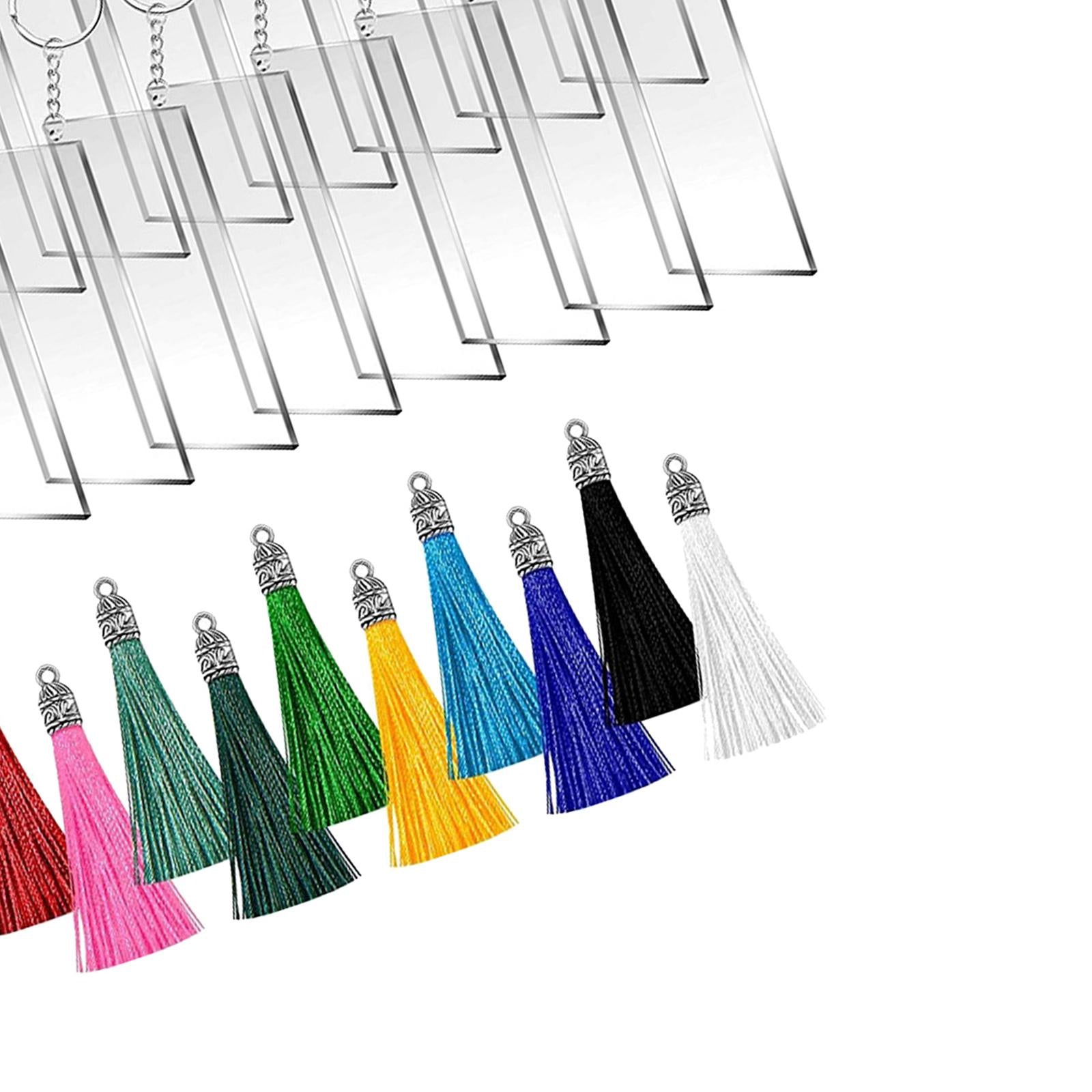 58mm Tassels Blanks Pendants with Key Chain Rings for DIY Crafting Supplies