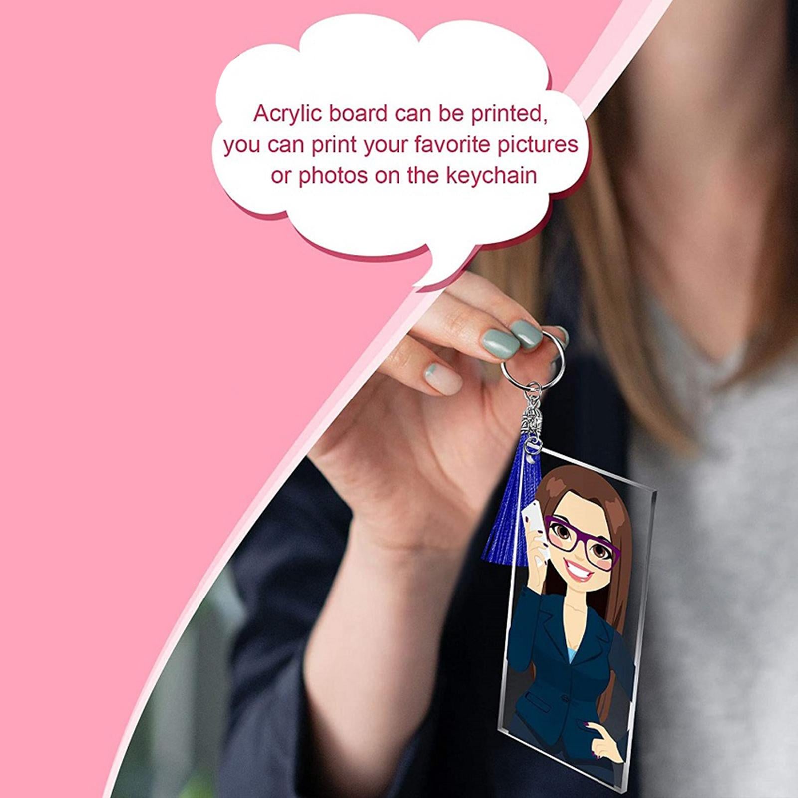 58mm Tassels Blanks Pendants with Key Chain Rings for DIY Crafting Supplies