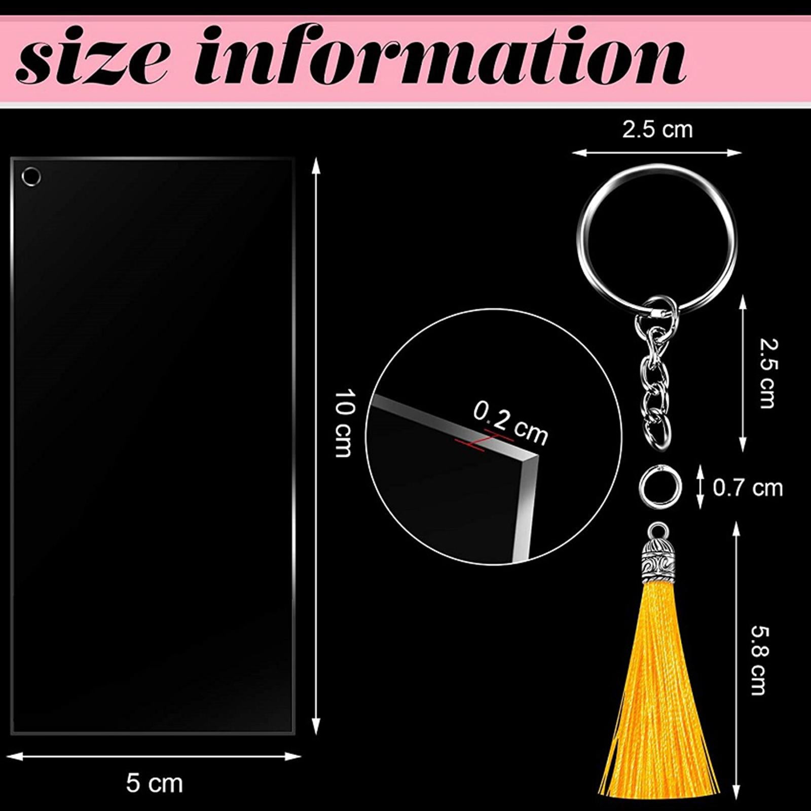 58mm Tassels Blanks Pendants with Key Chain Rings for DIY Crafting Supplies