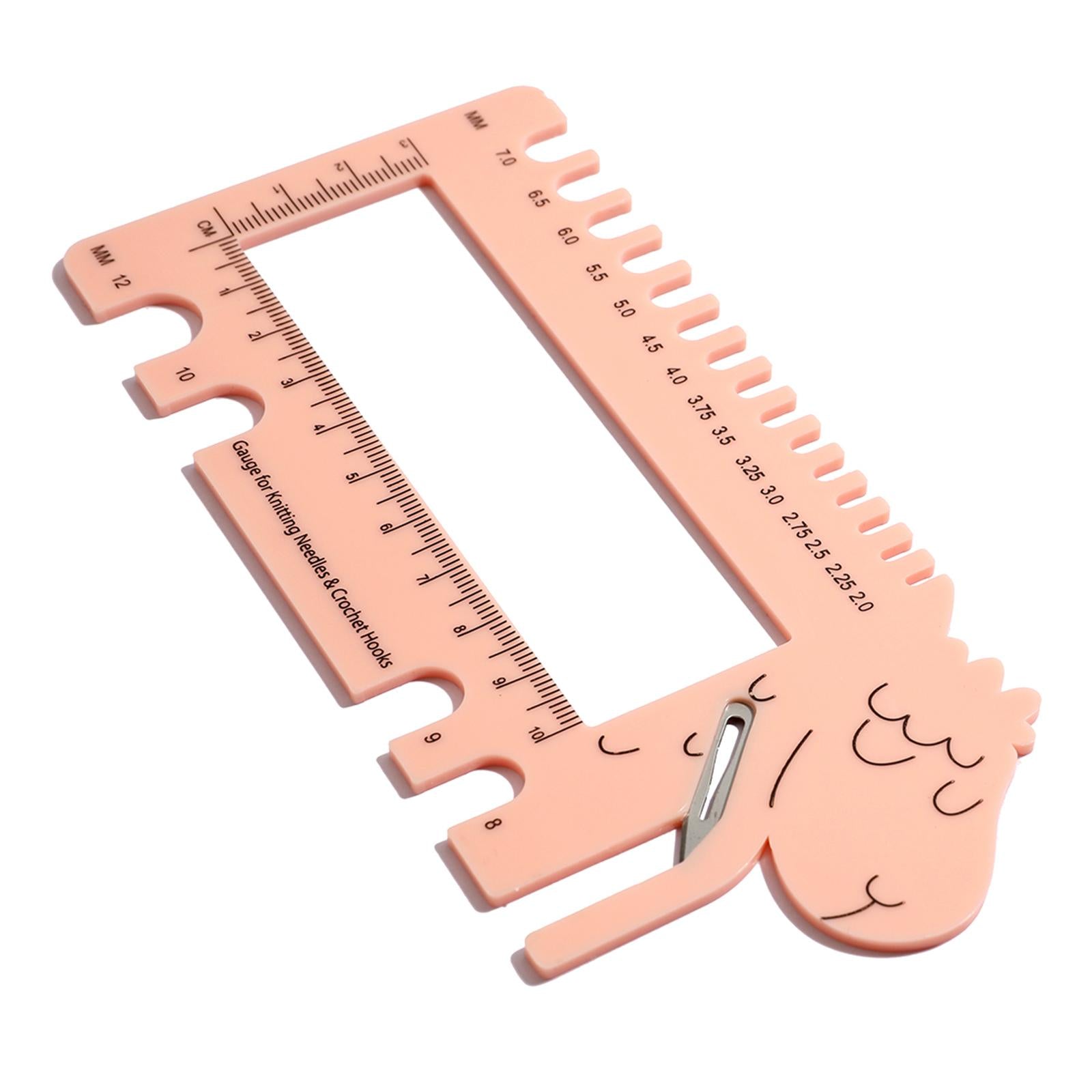 Knitting Needles Crochet Hook Ruler 2.0mm-12.0mm Size Marker Craft Pink