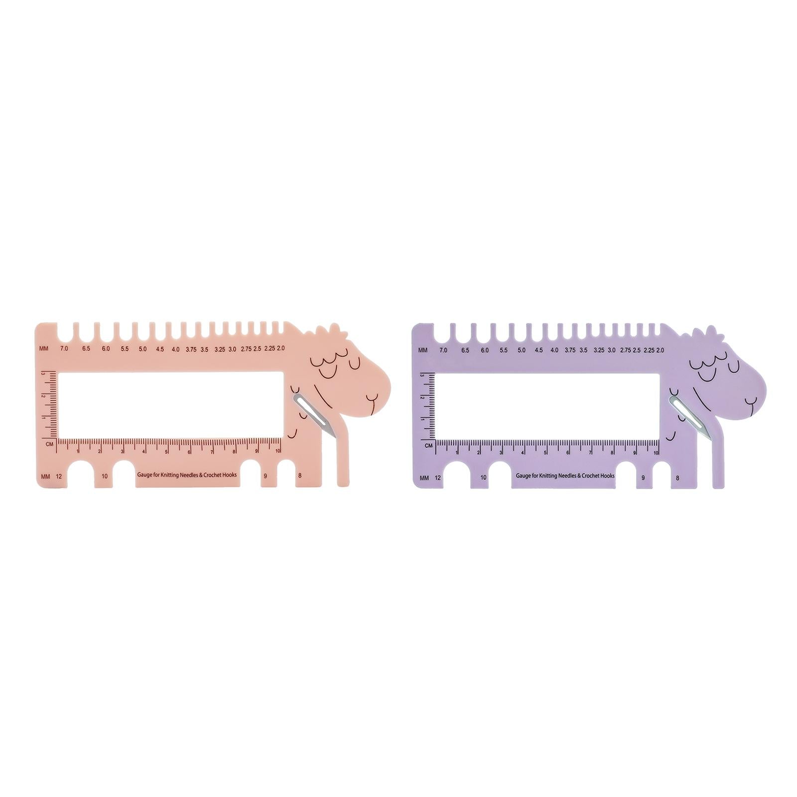 Knitting Needles Crochet Hook Ruler 2.0mm-12.0mm Size Marker Craft Pink