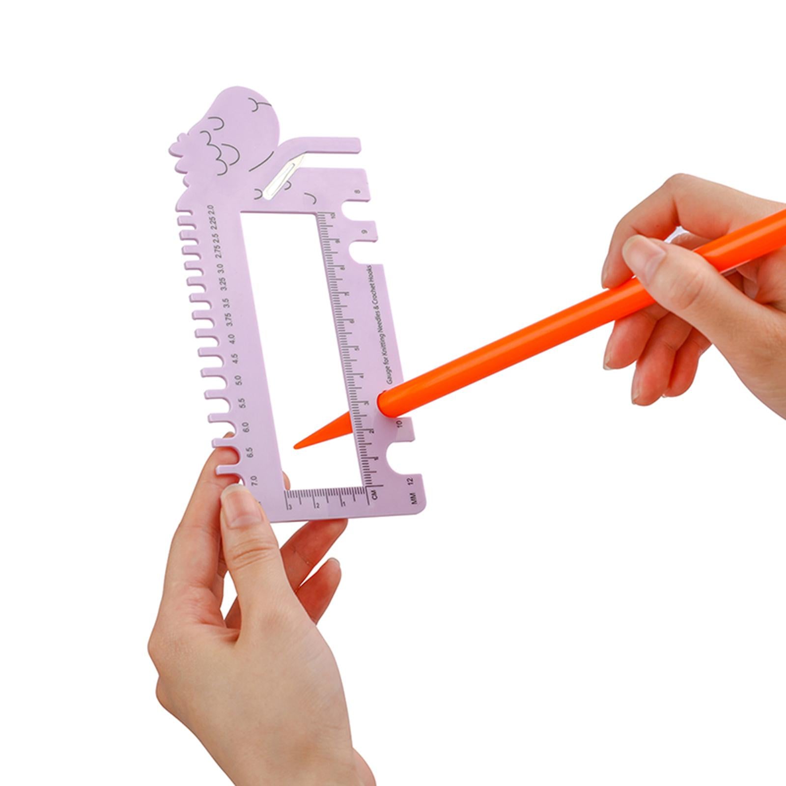 Knitting Needles Crochet Hook Ruler 2.0mm-12.0mm Size Marker Craft Purple