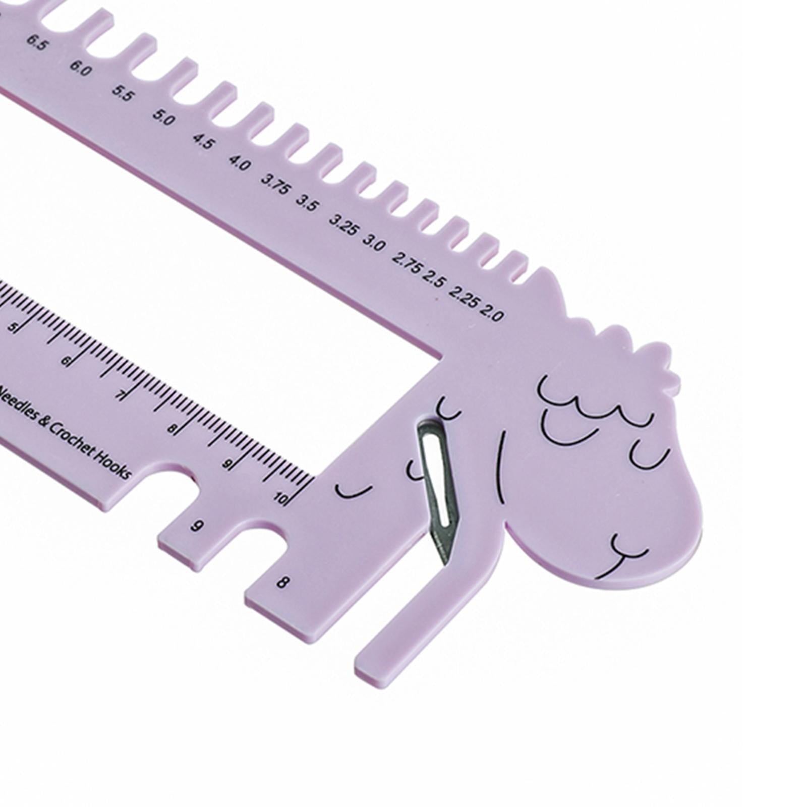Knitting Needles Crochet Hook Ruler 2.0mm-12.0mm Size Marker Craft Purple