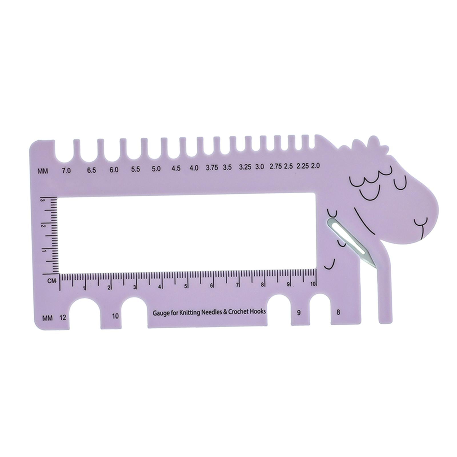 Knitting Needles Crochet Hook Ruler 2.0mm-12.0mm Size Marker Craft Purple