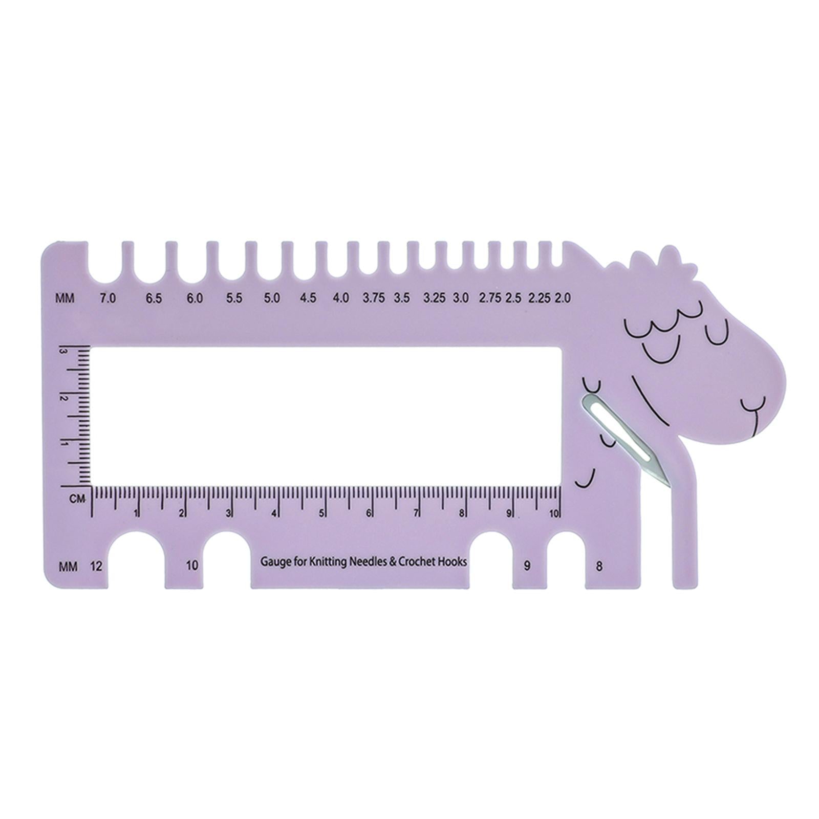 Knitting Needles Crochet Hook Ruler 2.0mm-12.0mm Size Marker Craft Purple