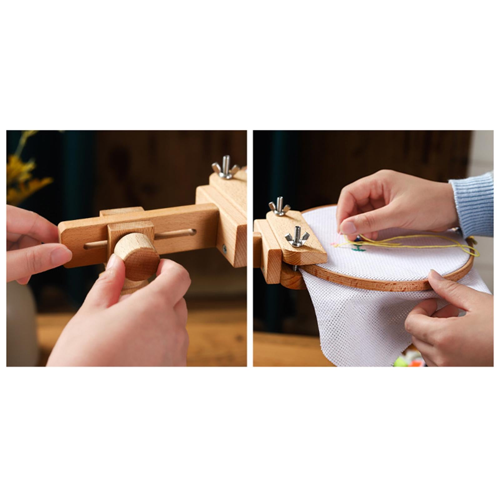 Wooden Embroidery Lap Stand Adjustable Desktop Cross Stitch Rack Hoop Frame