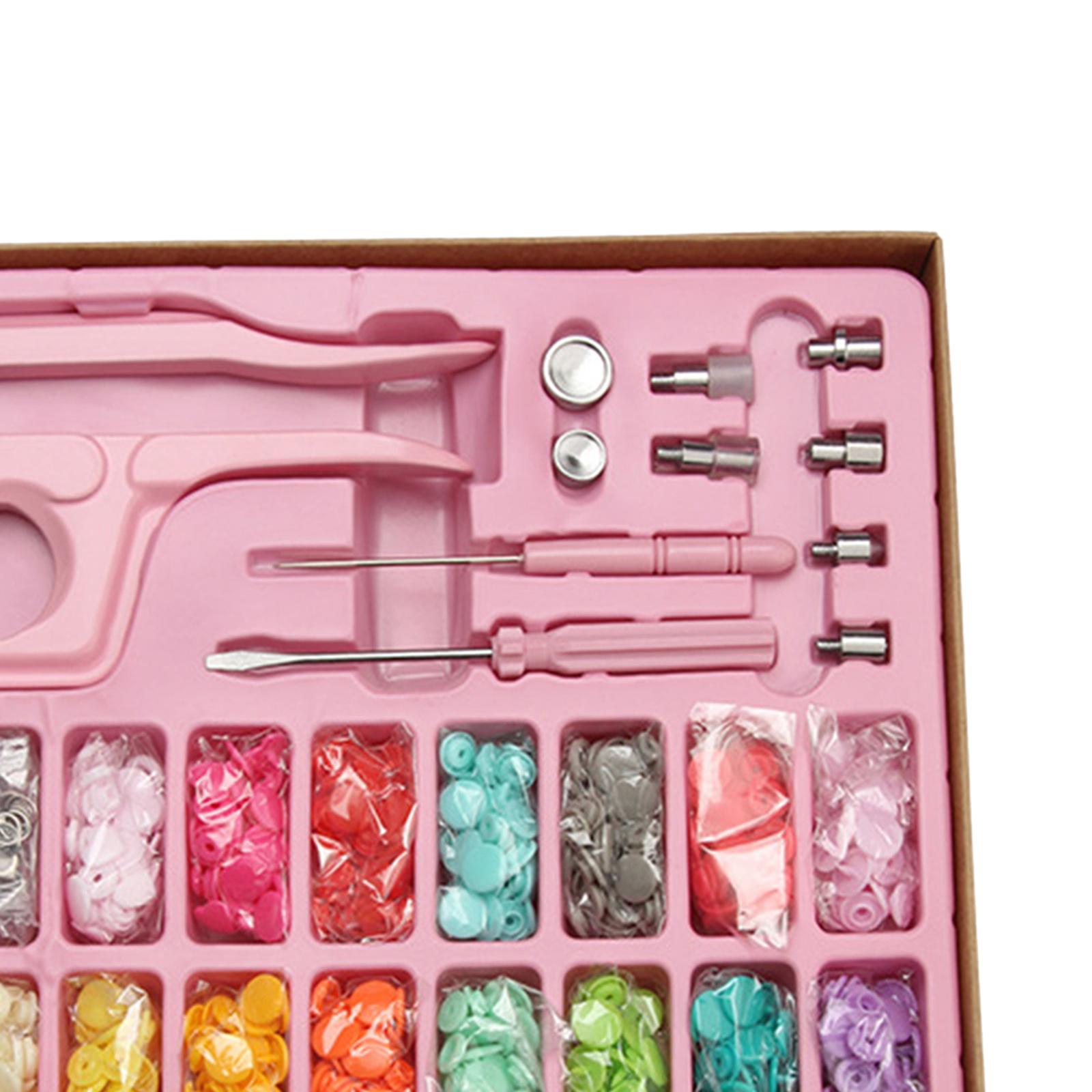 312pcs Snap Button Kit Metal Snaps Studs w/ Pliers Press Tool for Sewing pink
