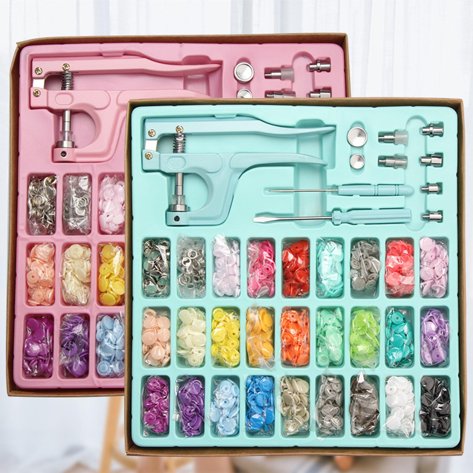 312pcs Snap Button Kit Metal Snaps Studs w/ Pliers Press Tool for Sewing pink