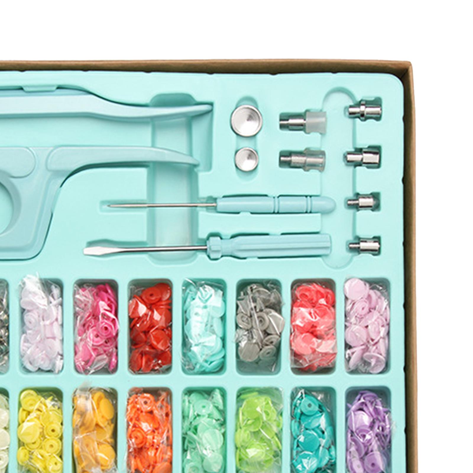 312pcs Snap Button Kit Metal Snaps Studs w/ Pliers Press Tool for Sewing blue