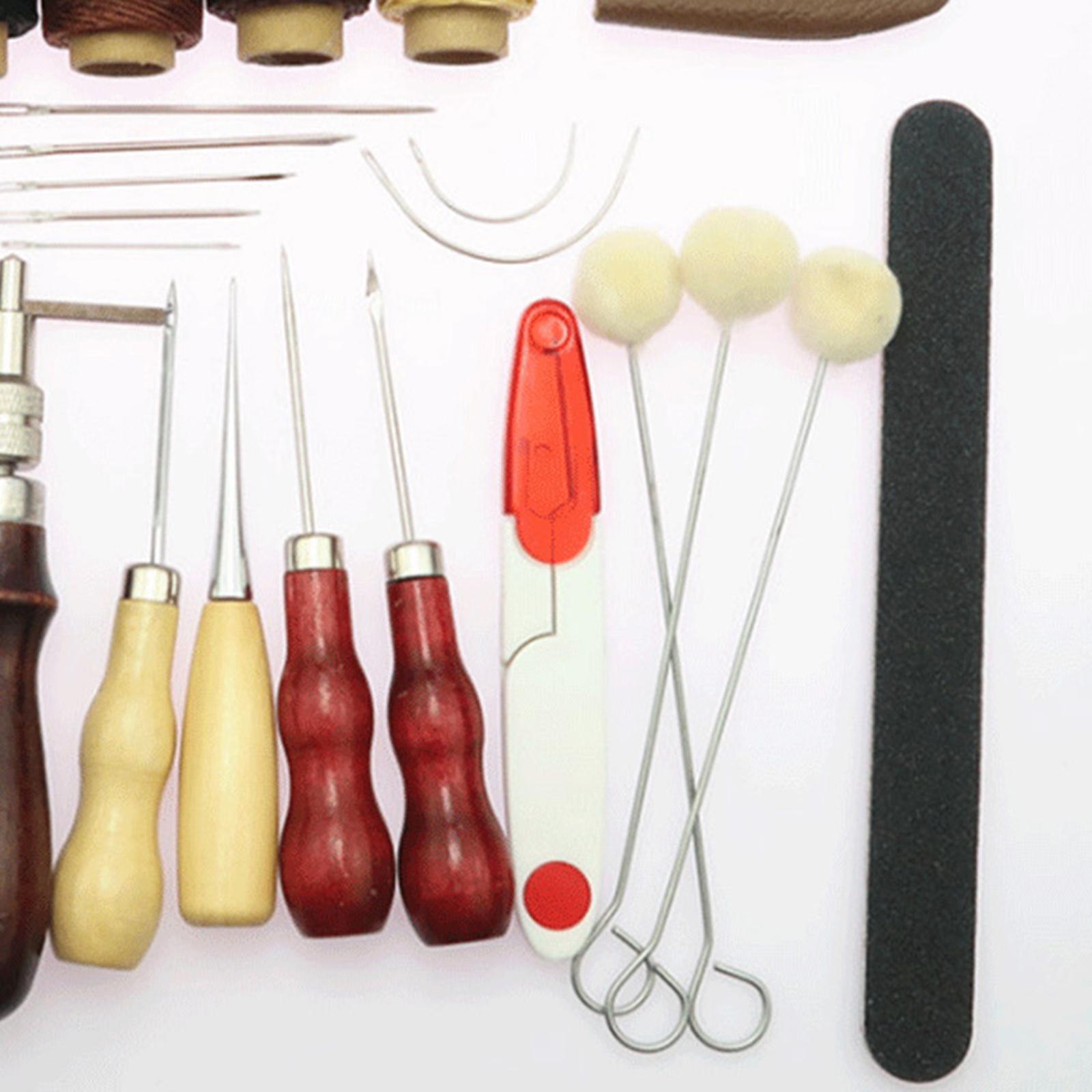 Leather Making Crafting Tools Kit Awl Punching Carving Leathercraft 27pcs